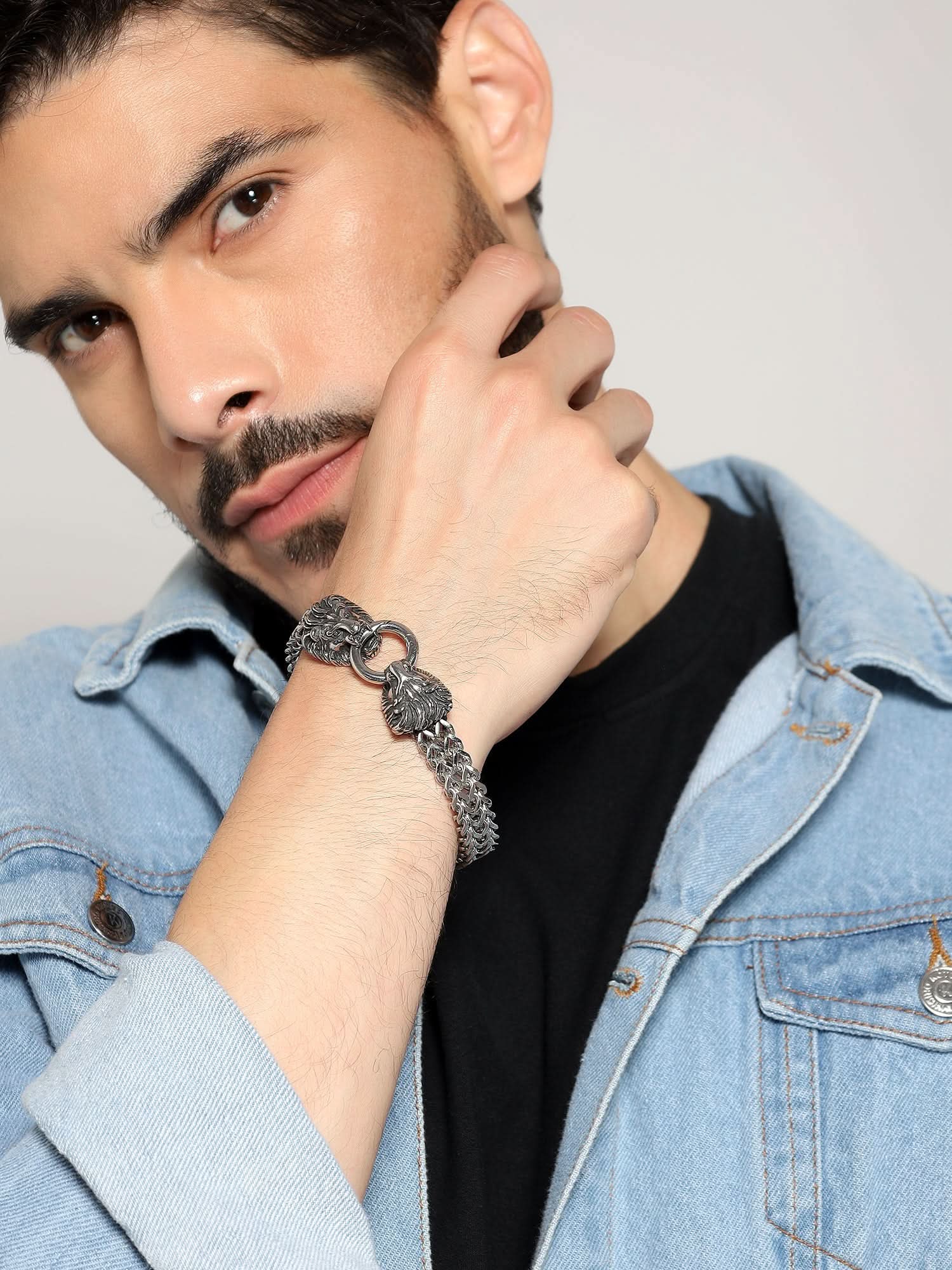 Lion Head Bracelet (Silver)