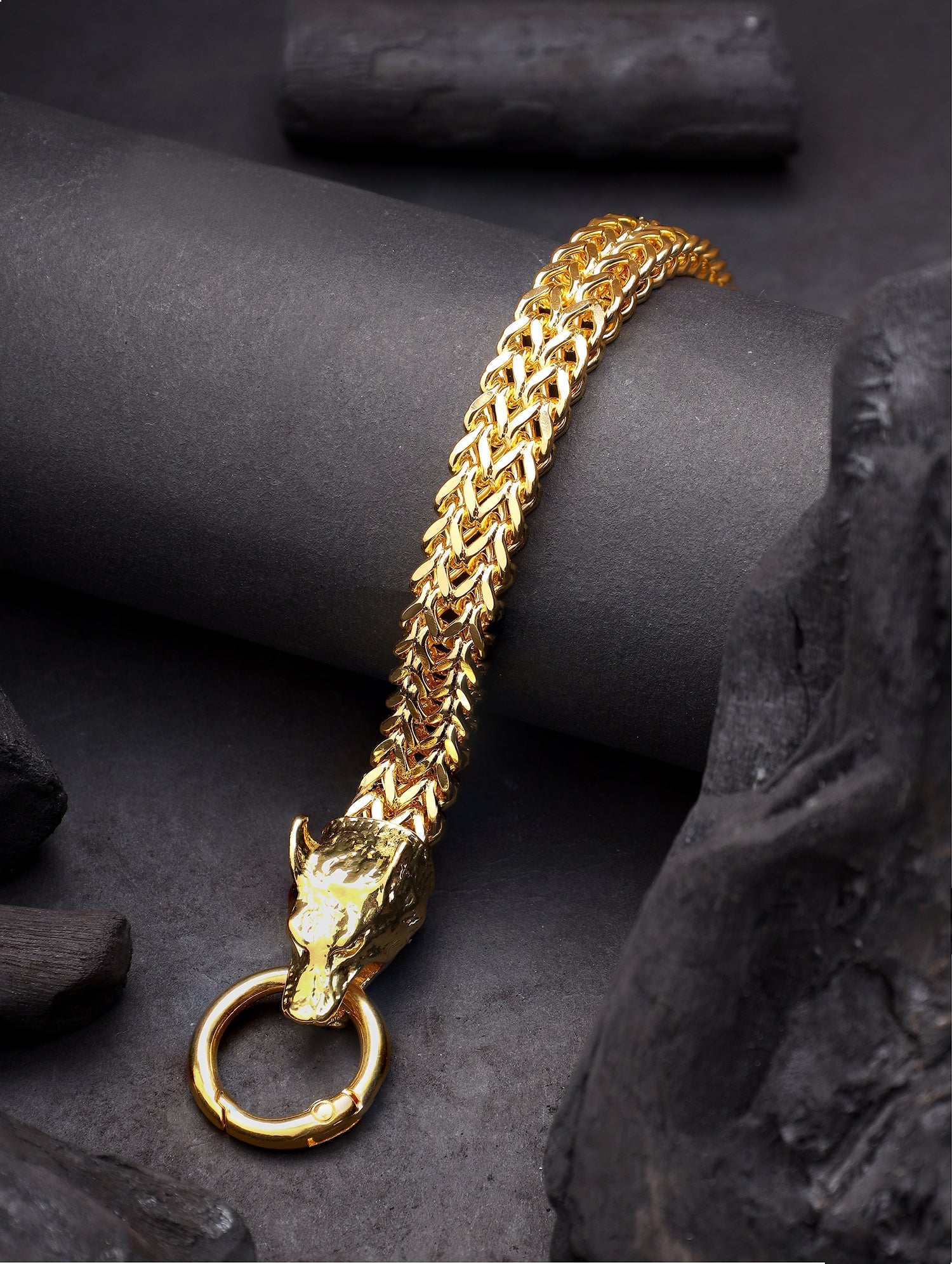 Viking Wolf Head Bracelet (Gold)