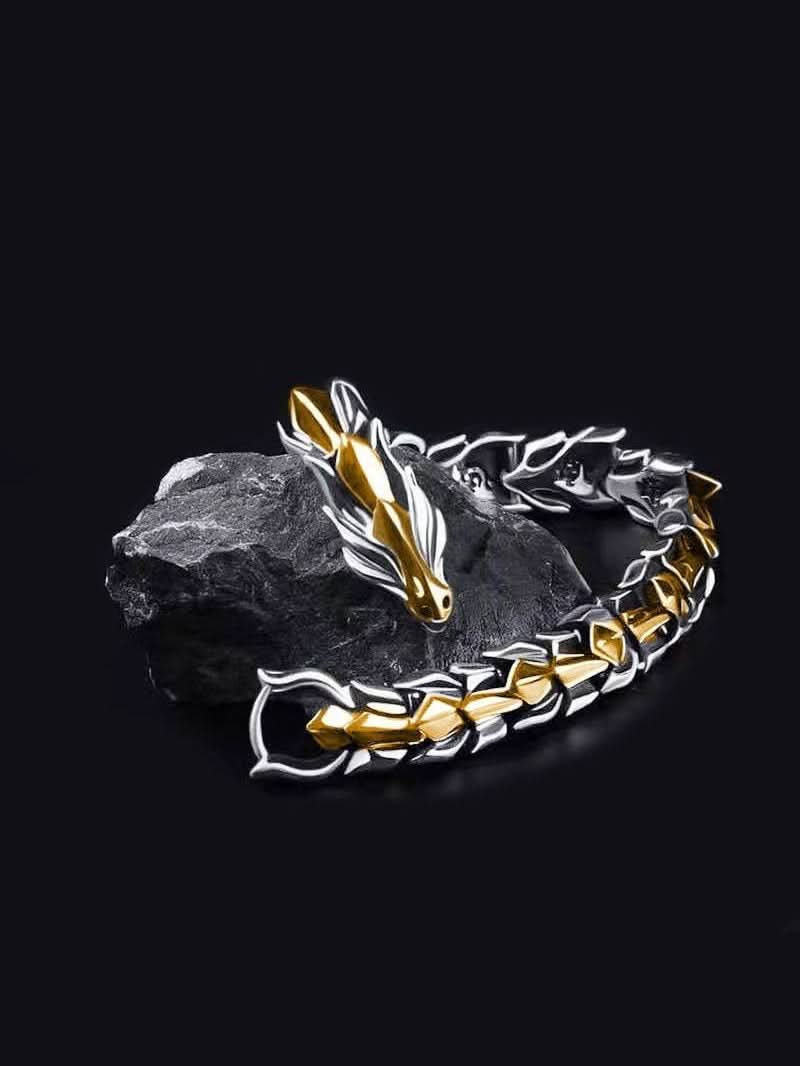 Dragon Pattern Bracelet (Silver Gold)