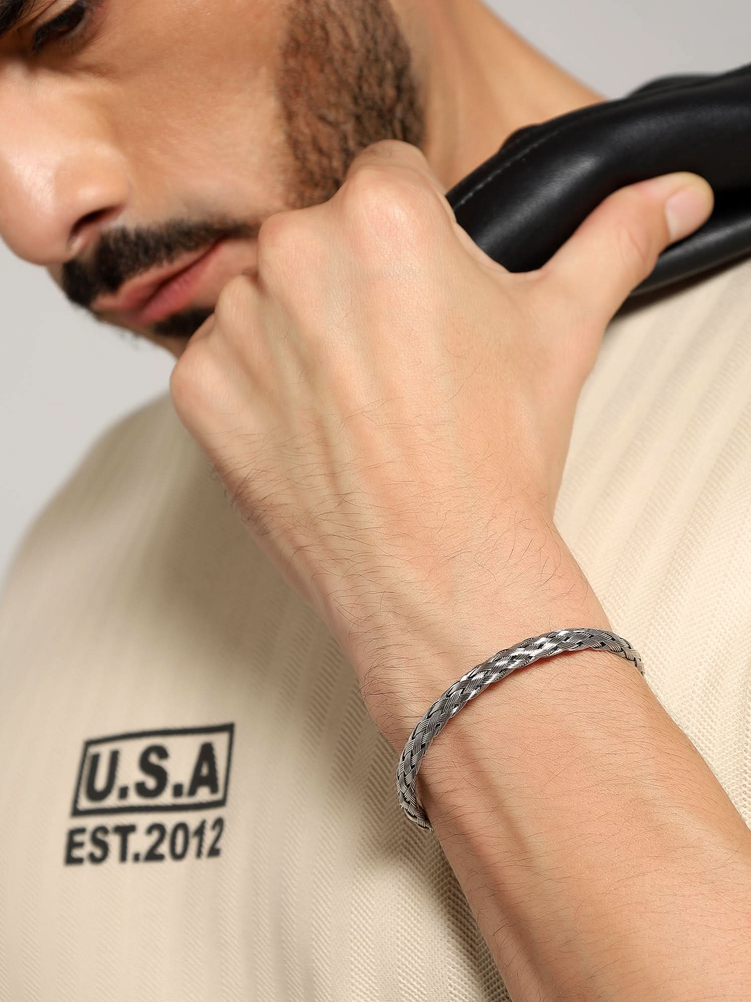 Crown Charm Roman Numerals Bracelet (Silver)