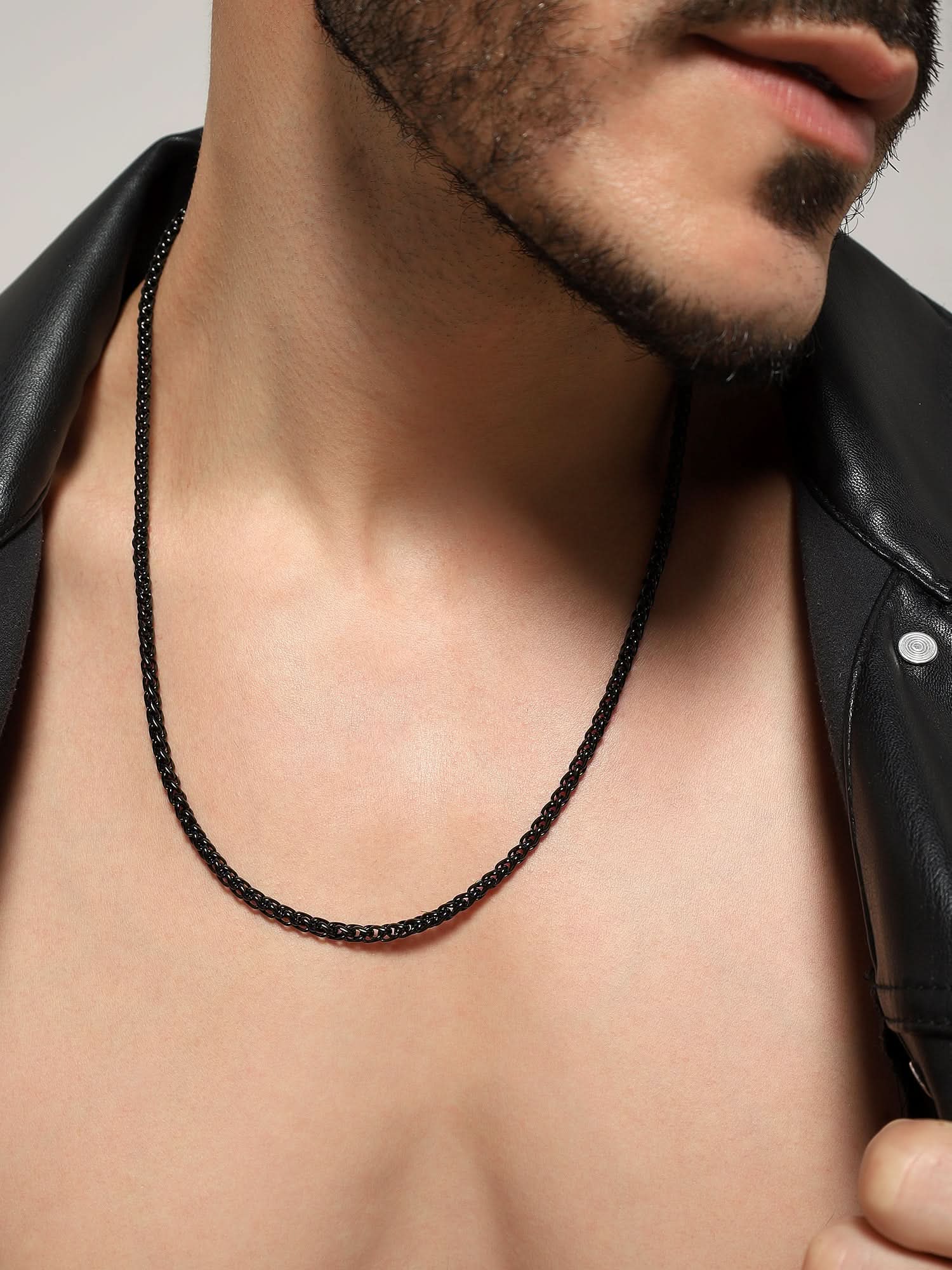 Chunky Flower Wheat Chain (Black)