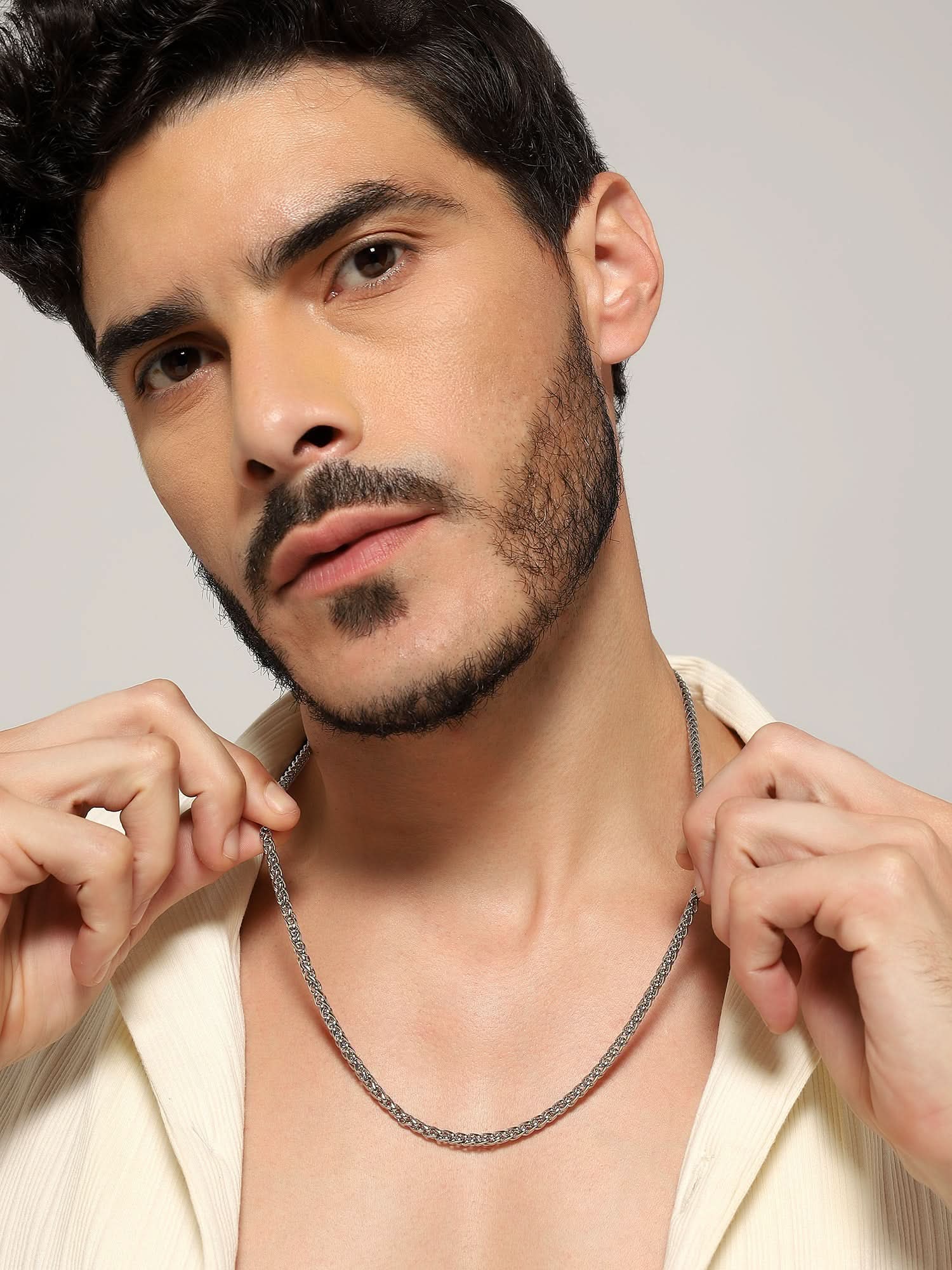 Chunky Flower Wheat Chain (Silver)