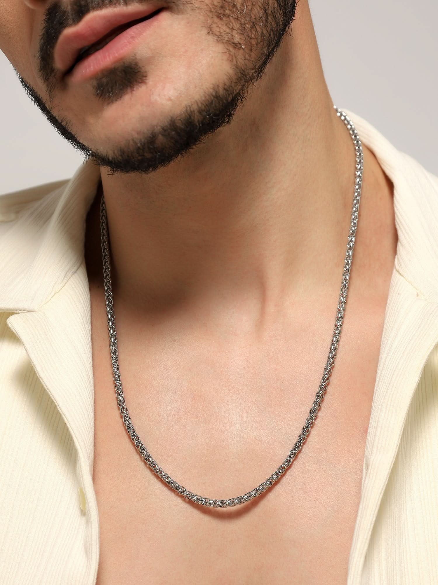 Chunky Flower Wheat Chain (Silver)