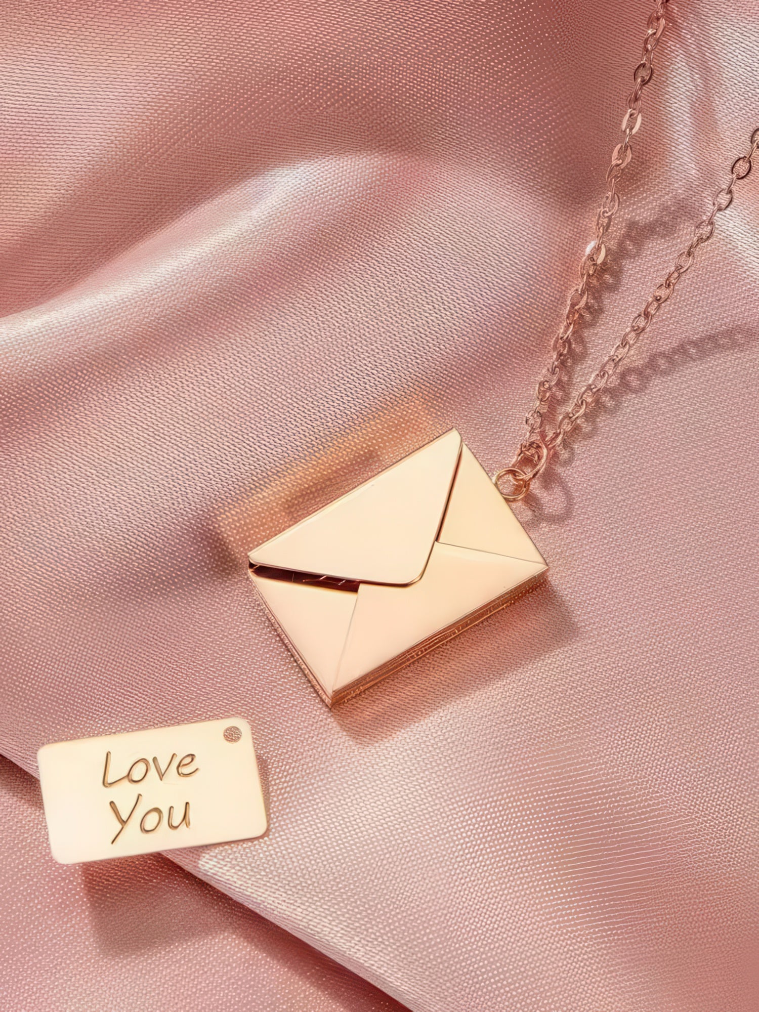 Envelope Locket Couple Pendant Set (Silver & Rose-Gold)