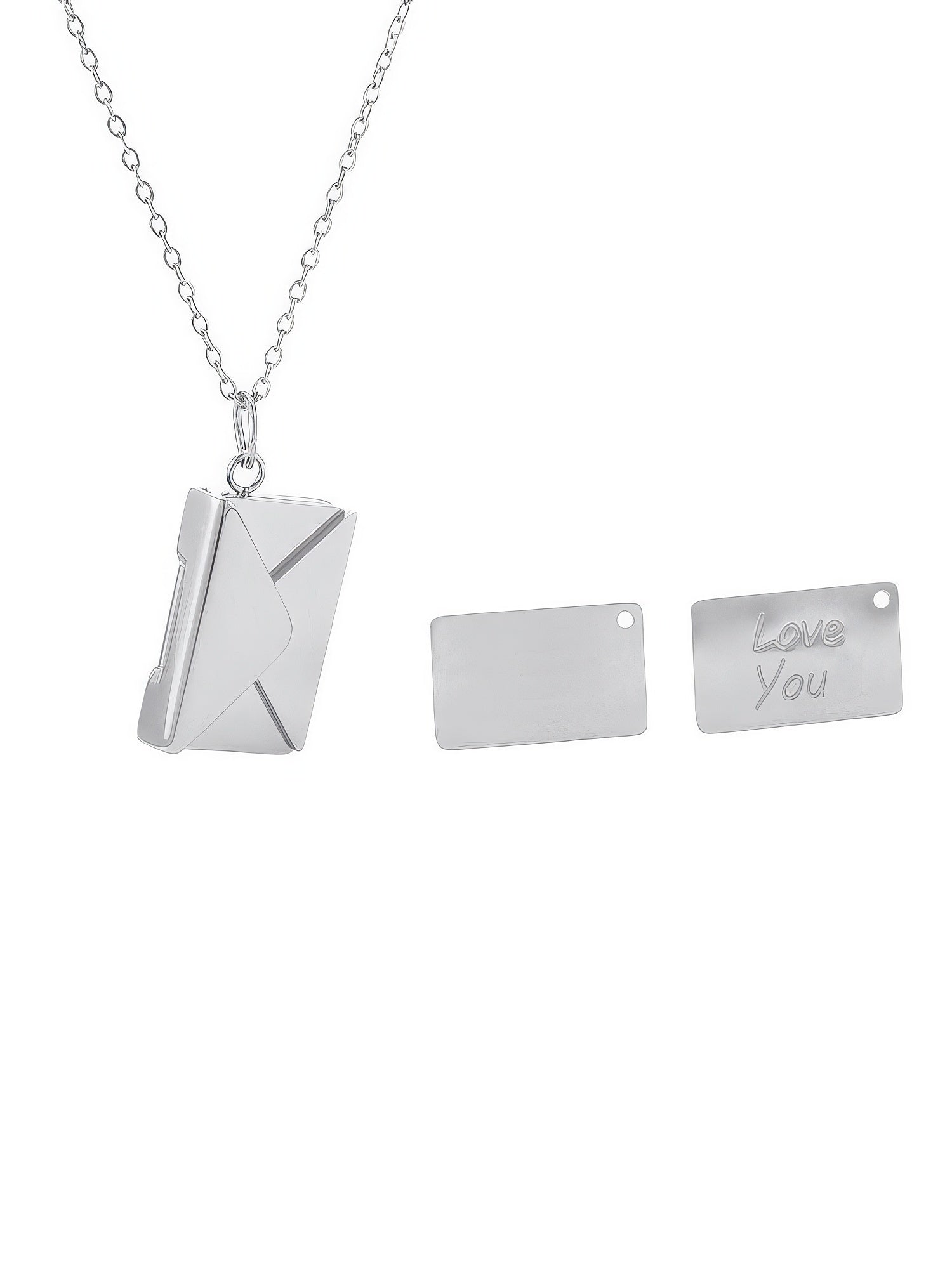 Envelope Locket Couple Pendant Set (Silver & Rose-Gold)