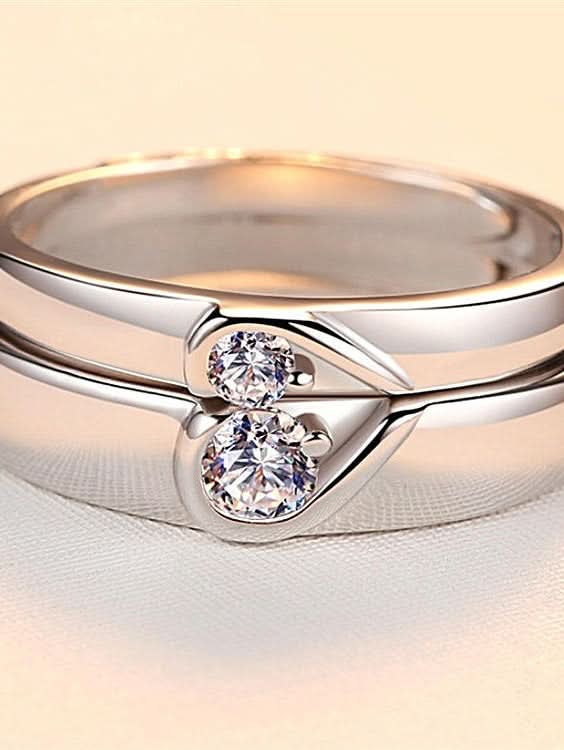 Heart-shaped Couple Ring Set