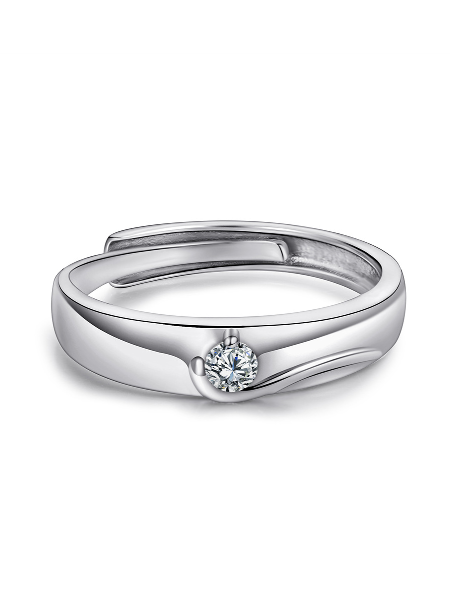 Angel's Love Couple Ring Set — matching his and hers silver rings on display