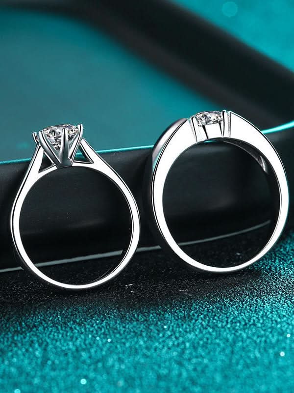 Moon Star Heart Shape Rings Set — matching his and hers silver rings on display