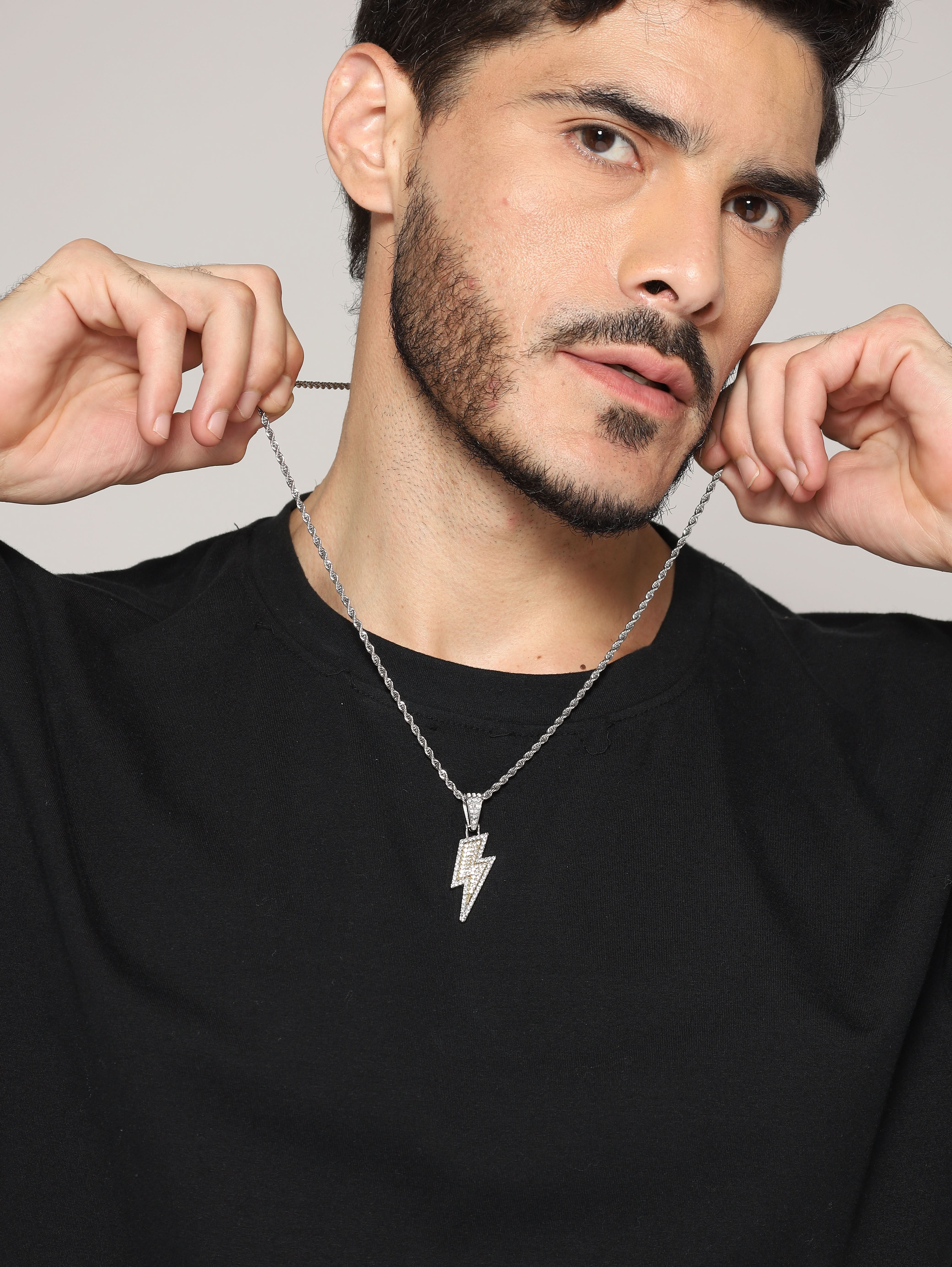 Rhinestone Lightning Iced Out Pendant