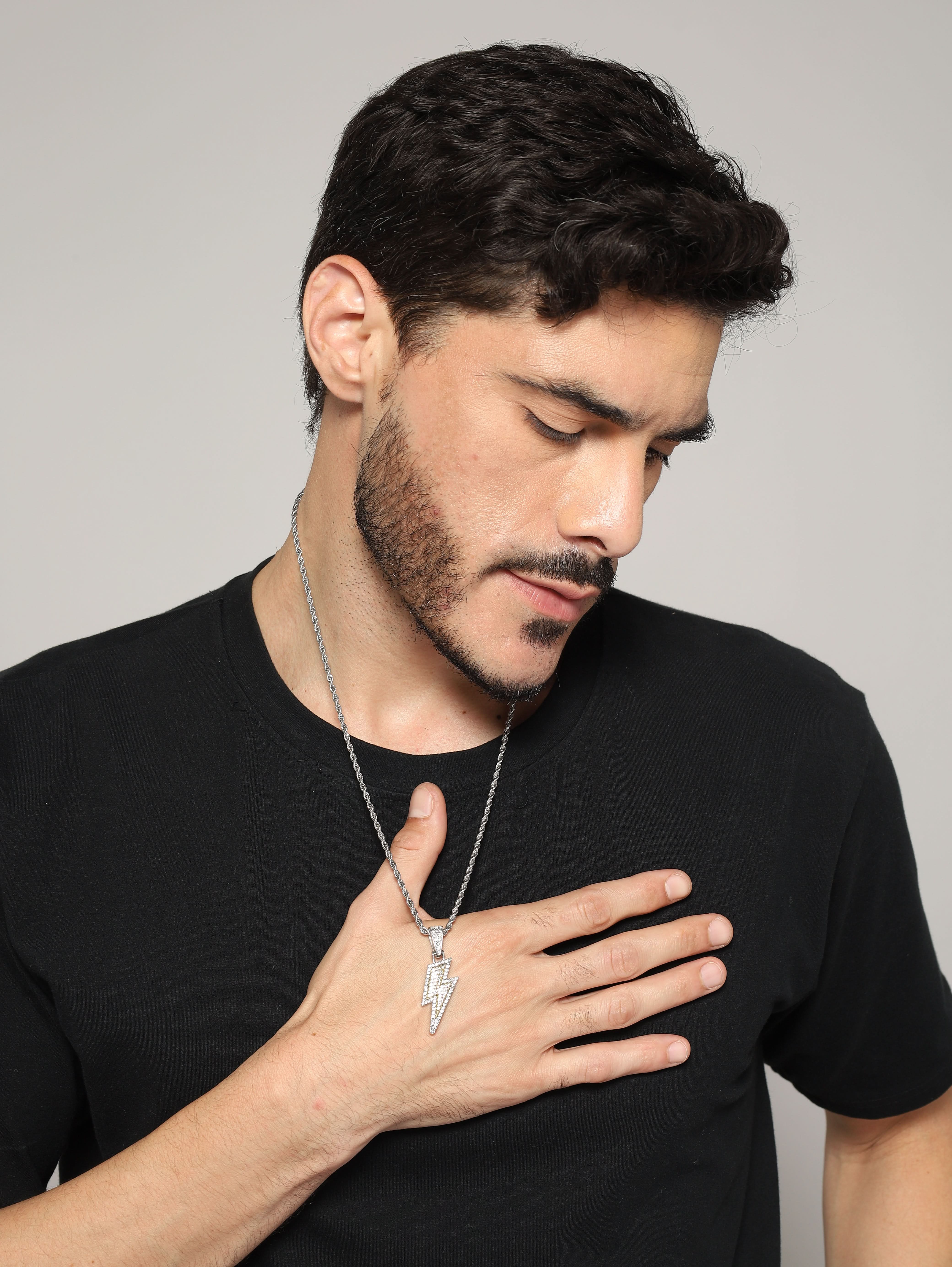 Rhinestone Lightning Iced Out Pendant