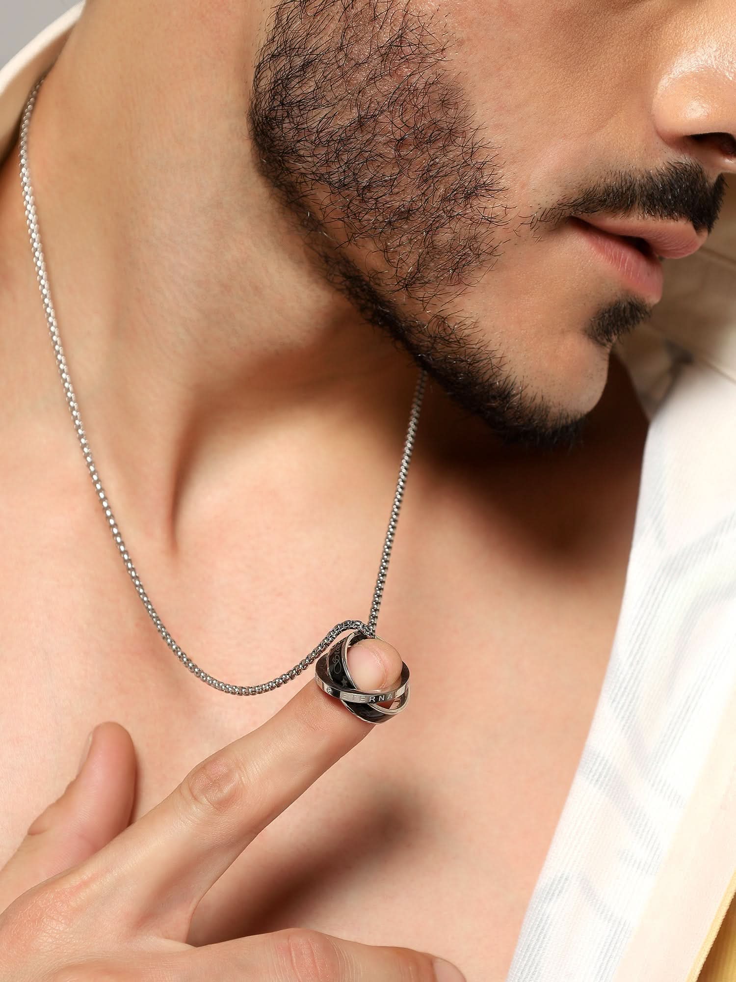 Diamond Inlaid Lettering Couple Chain Pendant