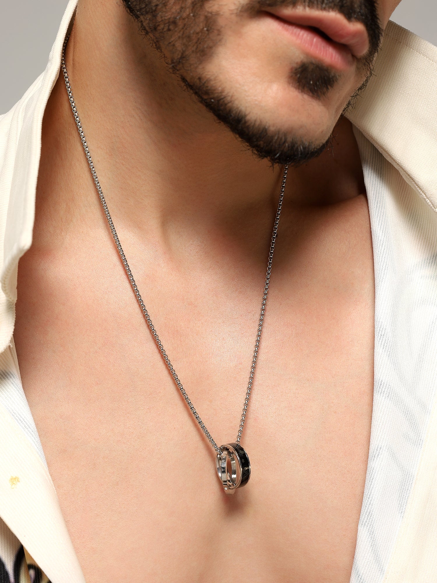 Diamond Inlaid Lettering Couple Chain Pendant