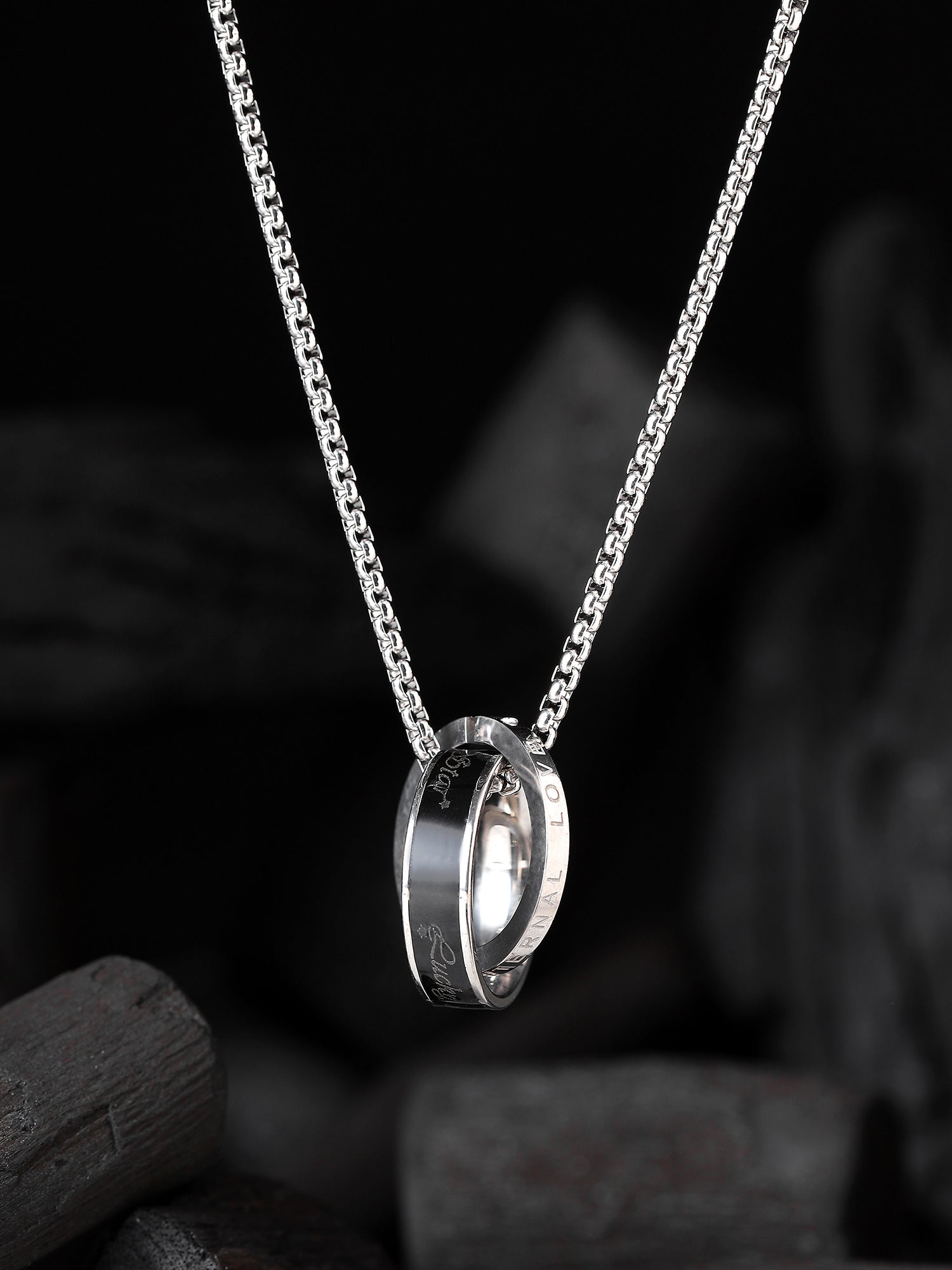 Diamond Inlaid Lettering Couple Chain Pendant