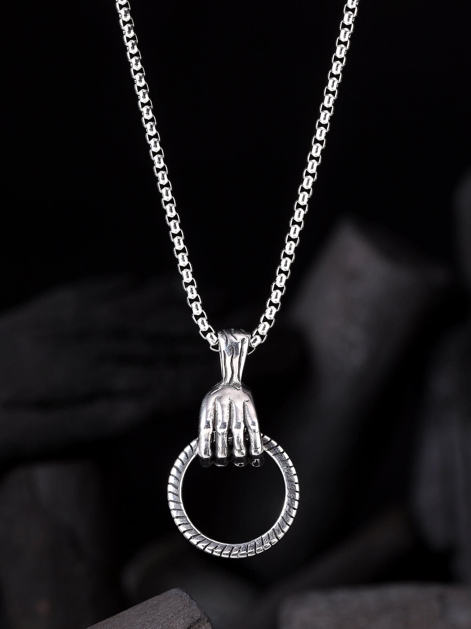 Hand Ring Pendant (Silver)