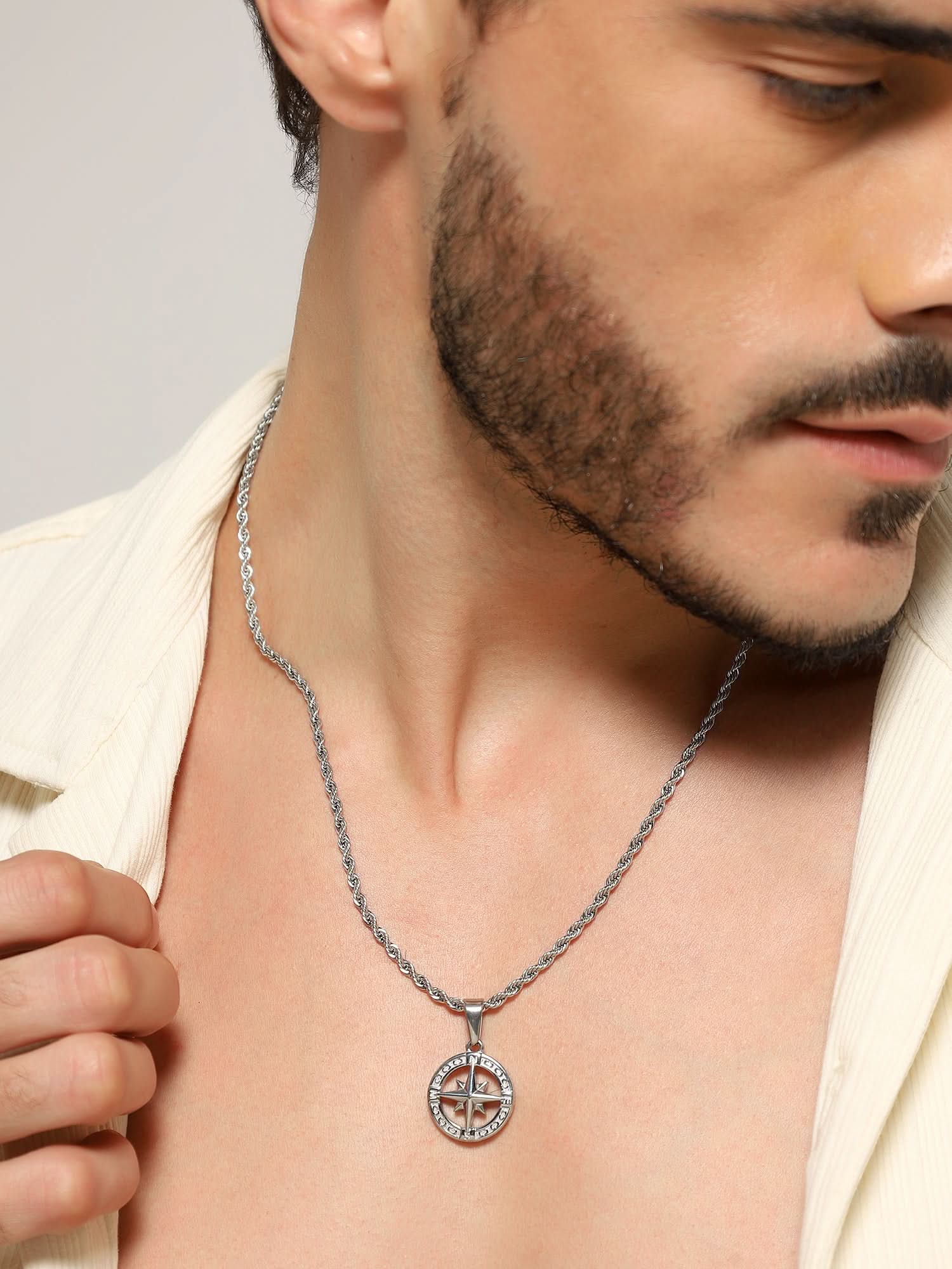 North Star Compass Pendant (Silver)