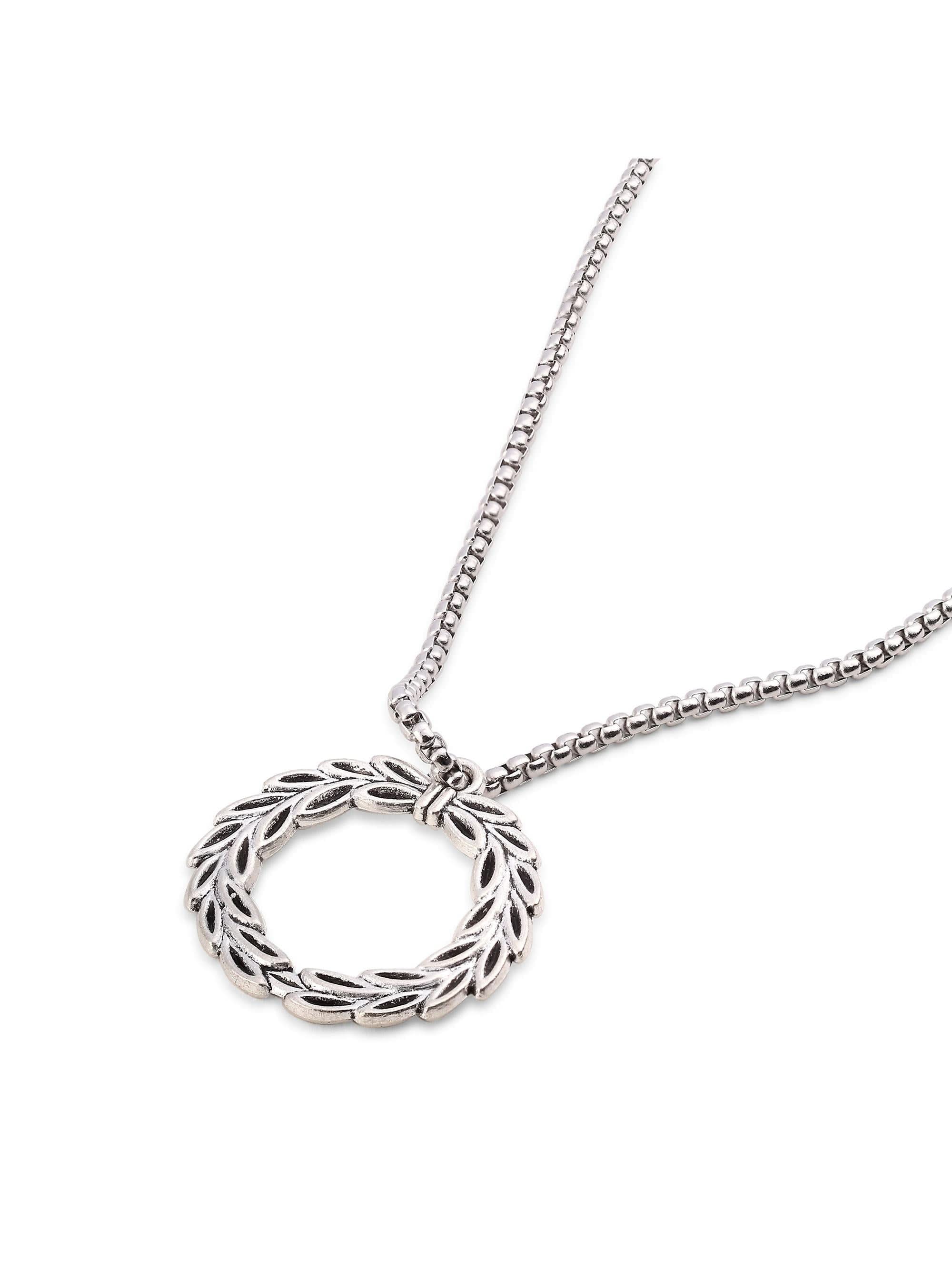 Peace Olive Pendant in silver on white background — men's silver pendant