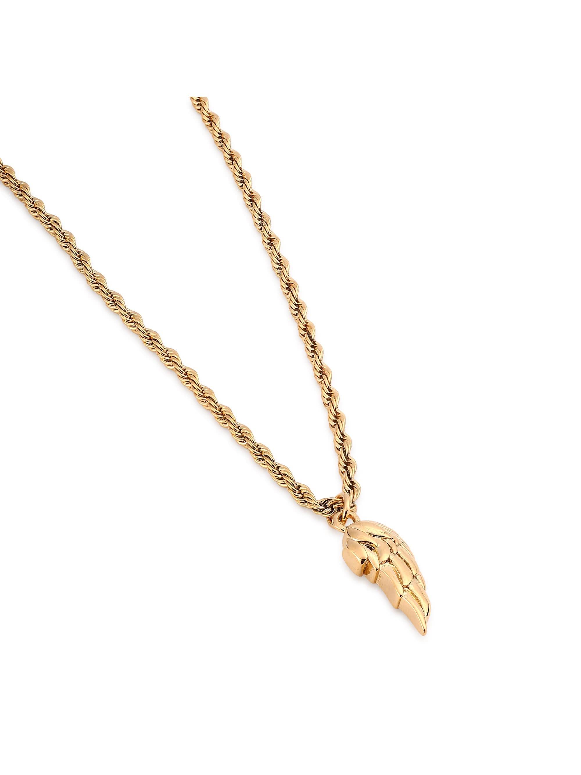 Cupid Angel Wing Pendant in gold on white background — men's gold pendant