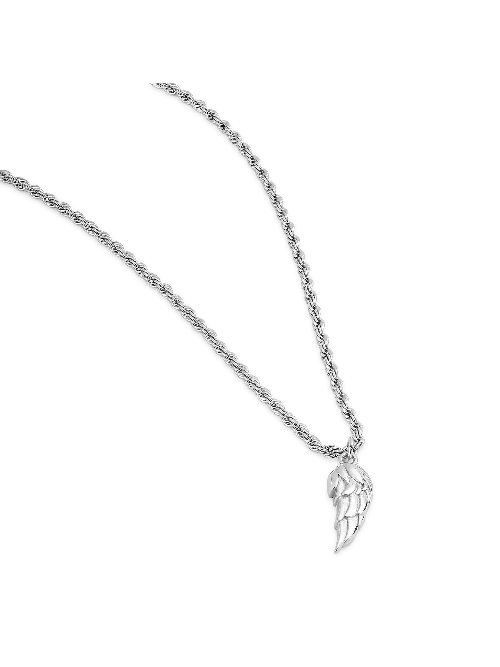 Cupid Angel Wing Pendant in silver on white background — men's silver pendant