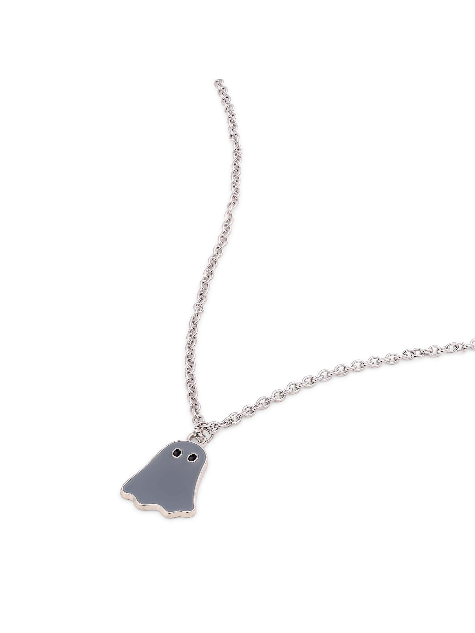 Halloween Cute Cartoon Ghost Pendant in grey on white background — men's grey pendant