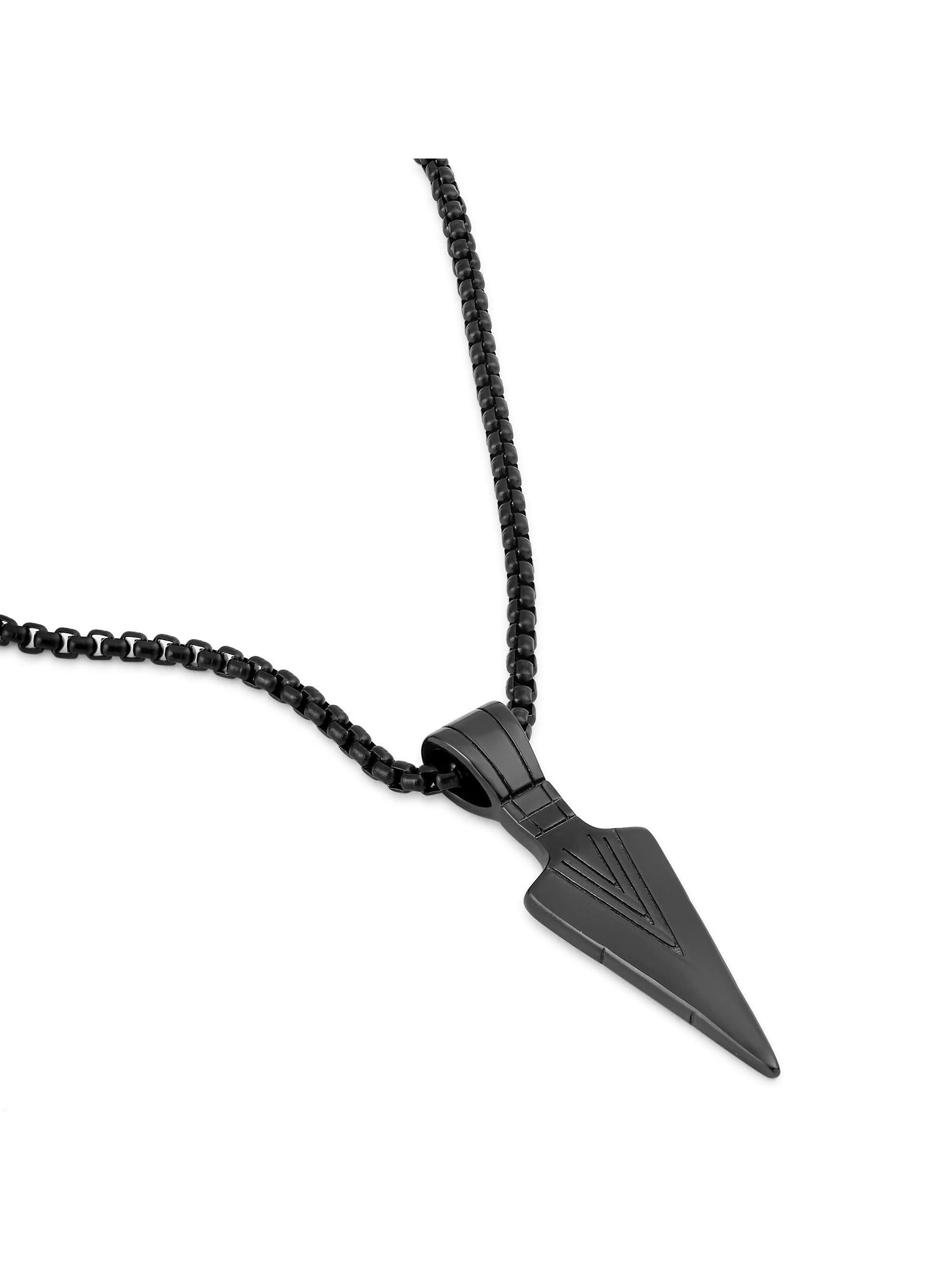 Punk Arrow Pendant in black on white background — men's black pendant