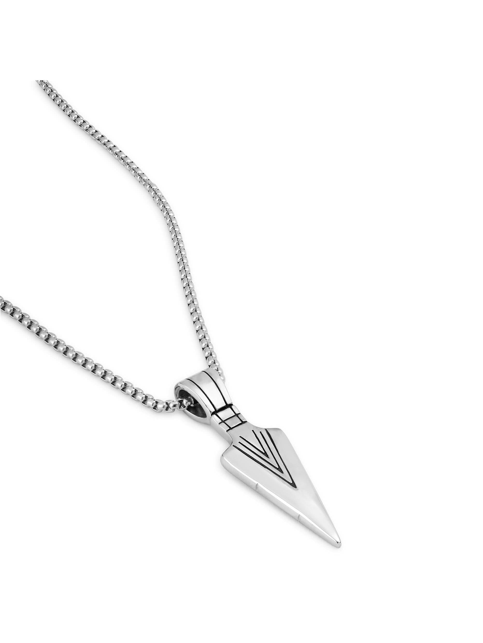 Punk Arrow Pendant in silver on white background — men's silver pendant