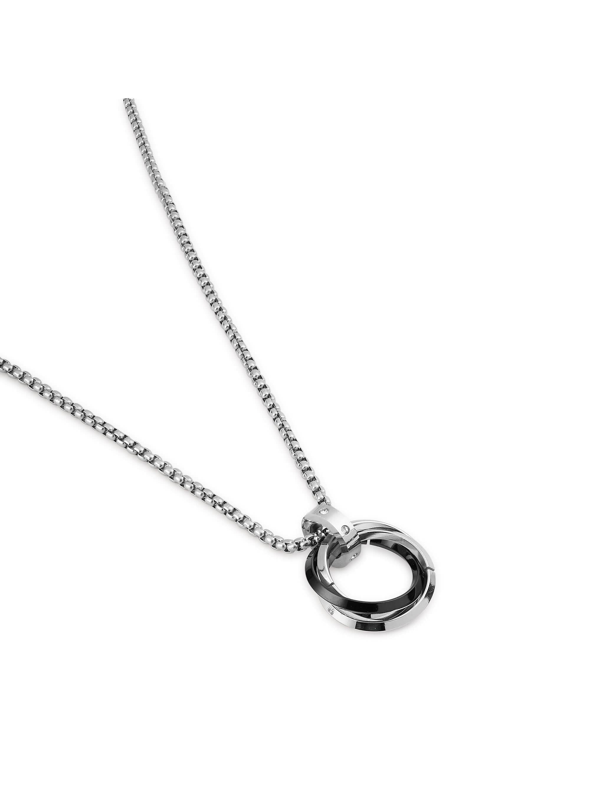 Three Rings Round Circle Pendant in black on white background — men's black pendant