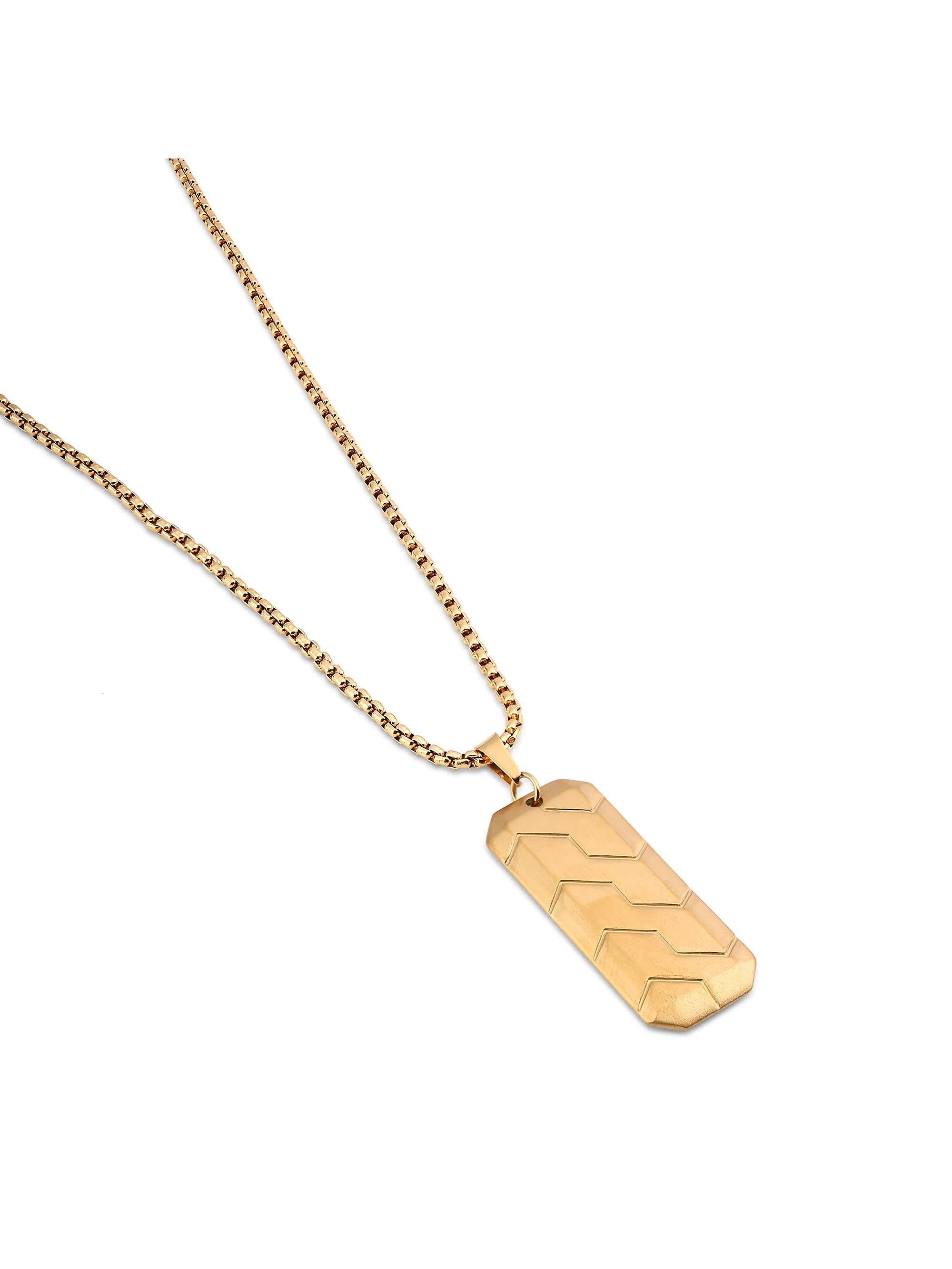 Hexagonal 3D Diagonal Tire Pendant in gold on white background — men's gold pendant