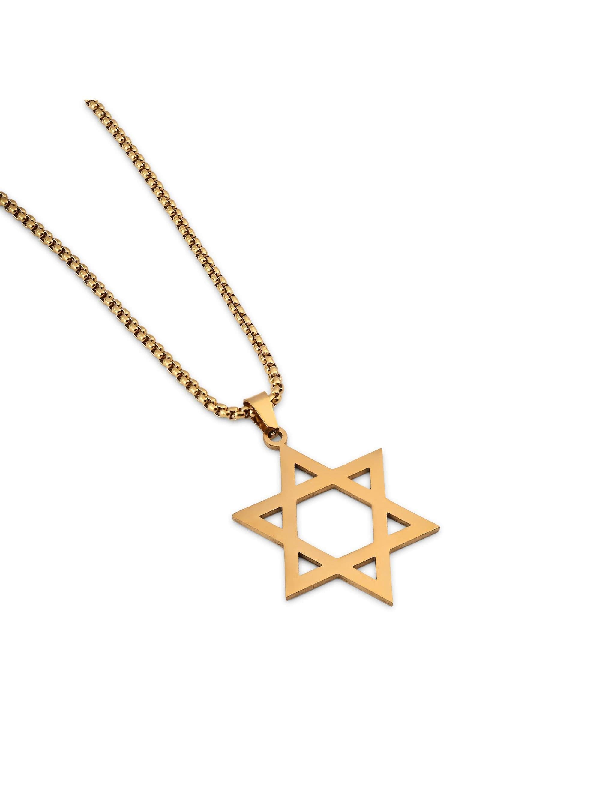 Six Pointed Star Pendant in gold on white background — men's gold pendant