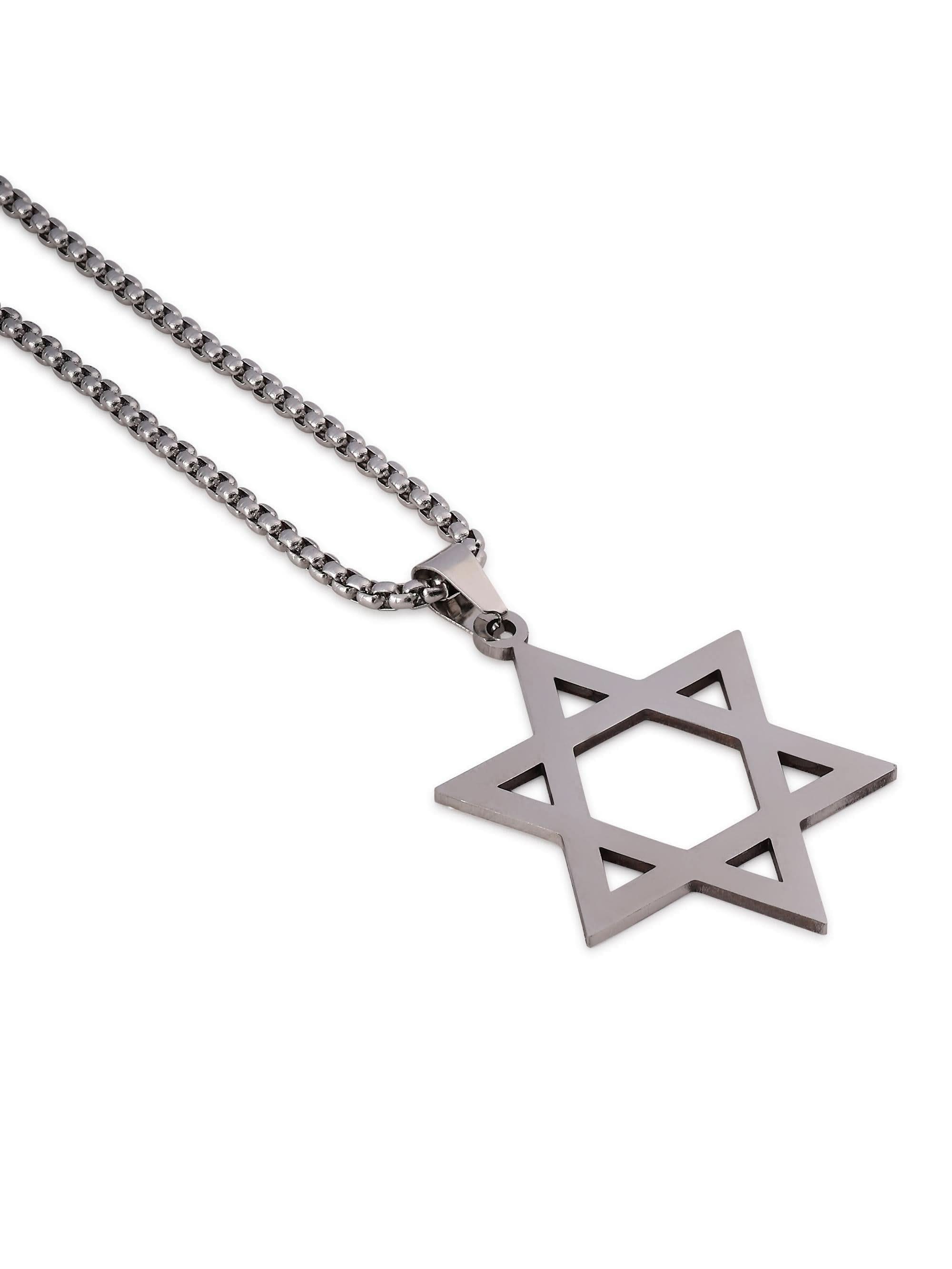 Six Pointed Star Pendant in silver on white background — men's silver pendant
