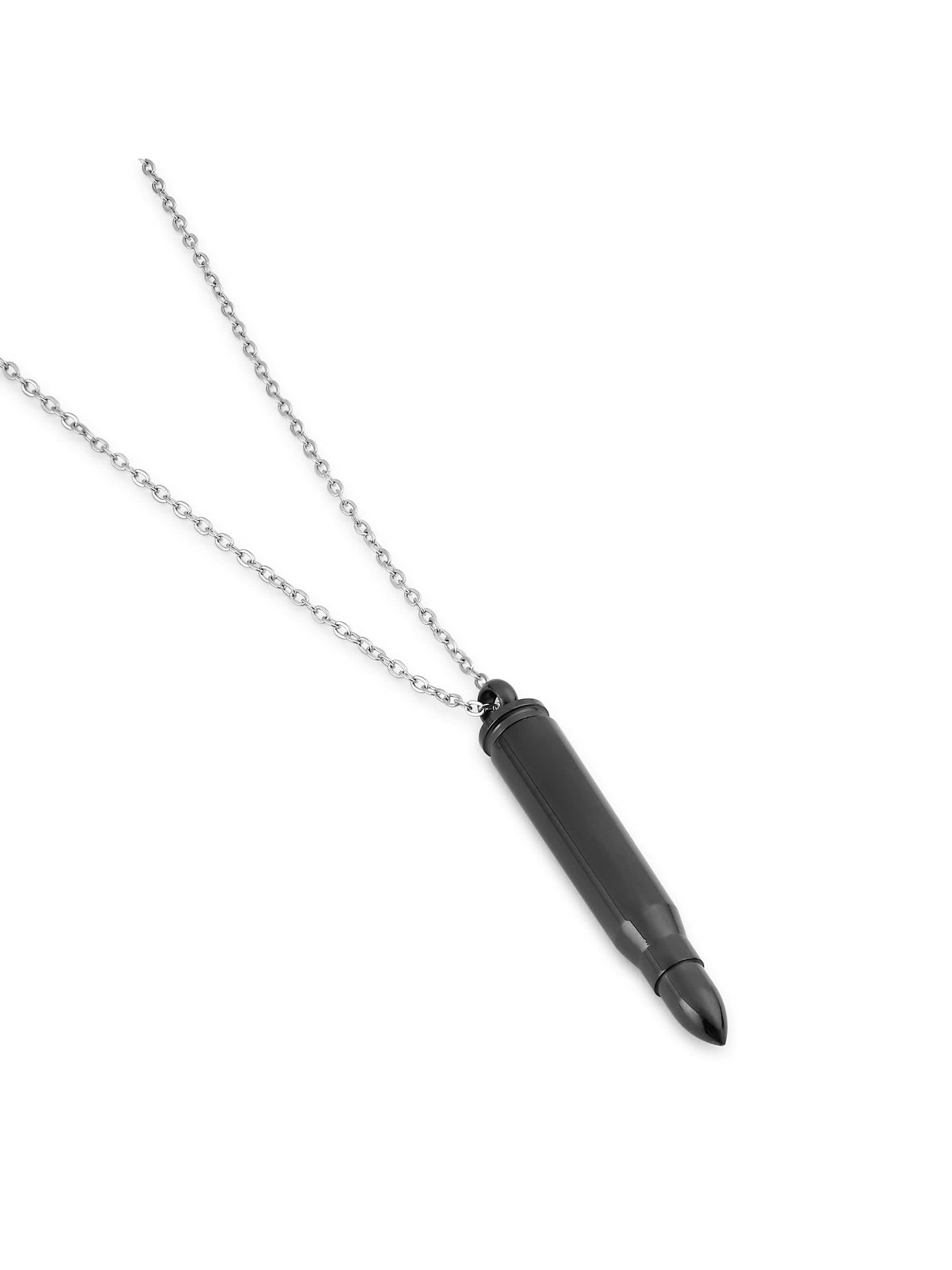 Bullet Head Pendant in black on white background — men's black pendant