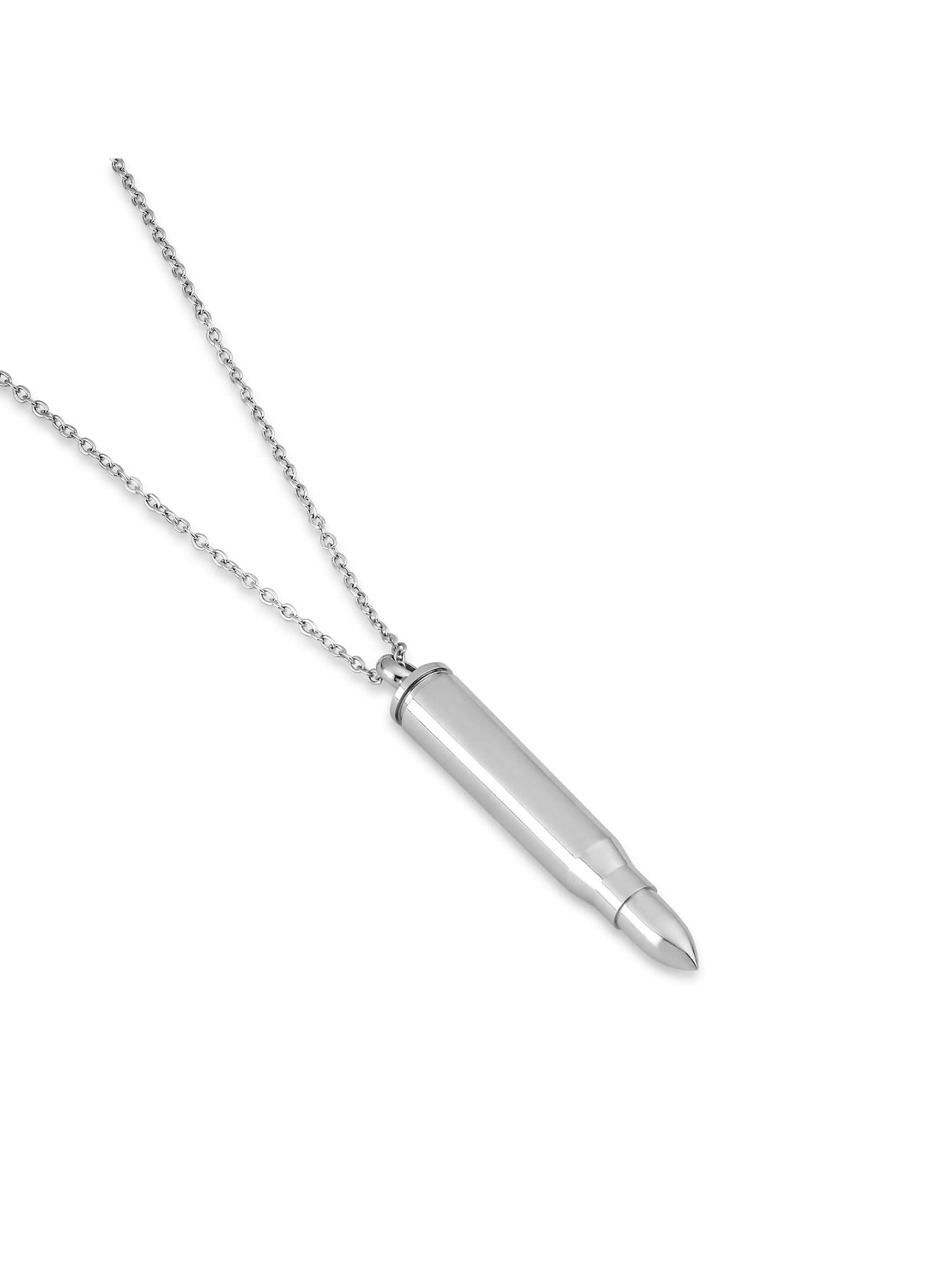 Bullet Head Pendant in silver on white background — men's silver pendant