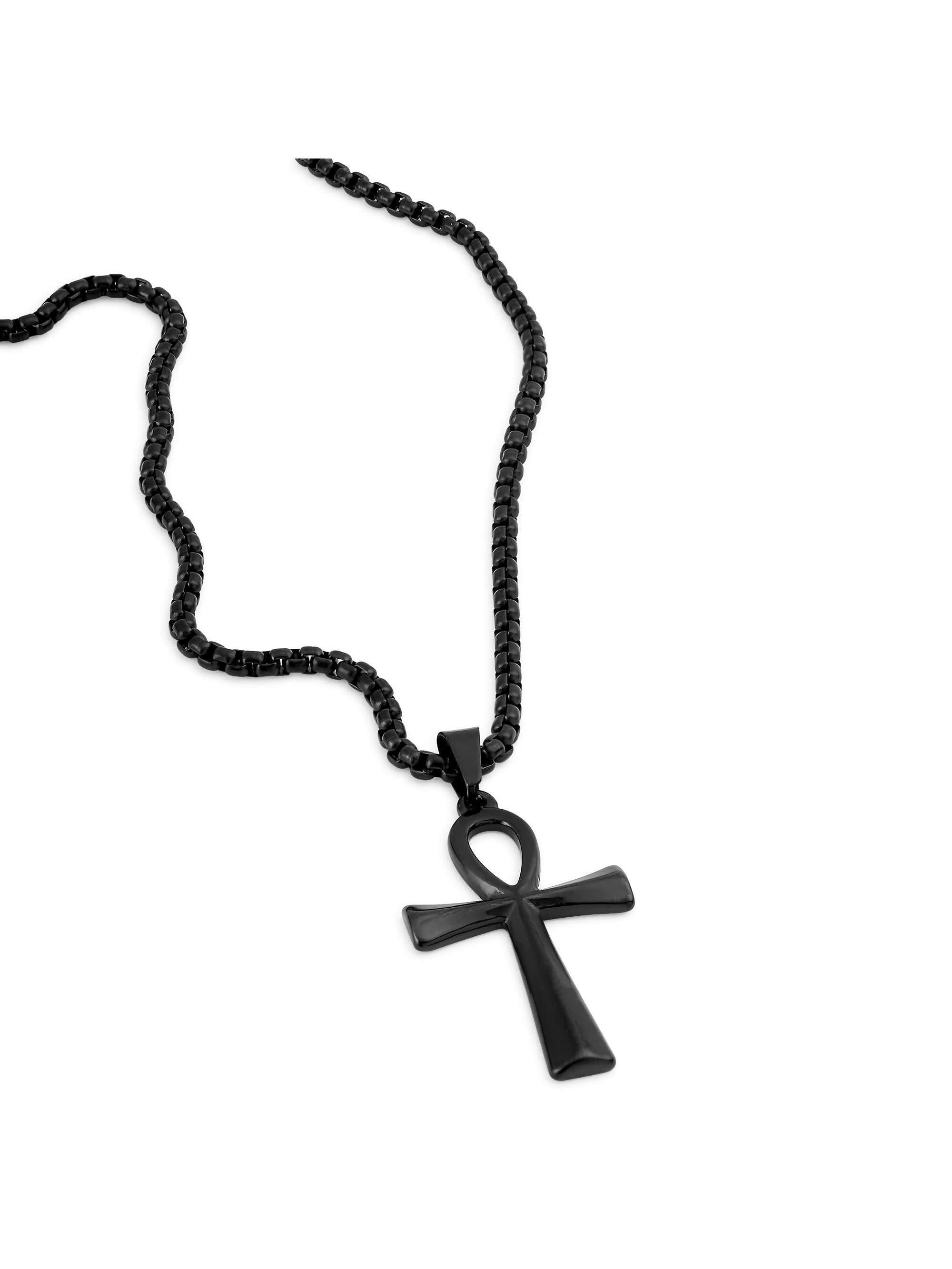 Egyptian Eye Crucifix Cross Pendant (Black)