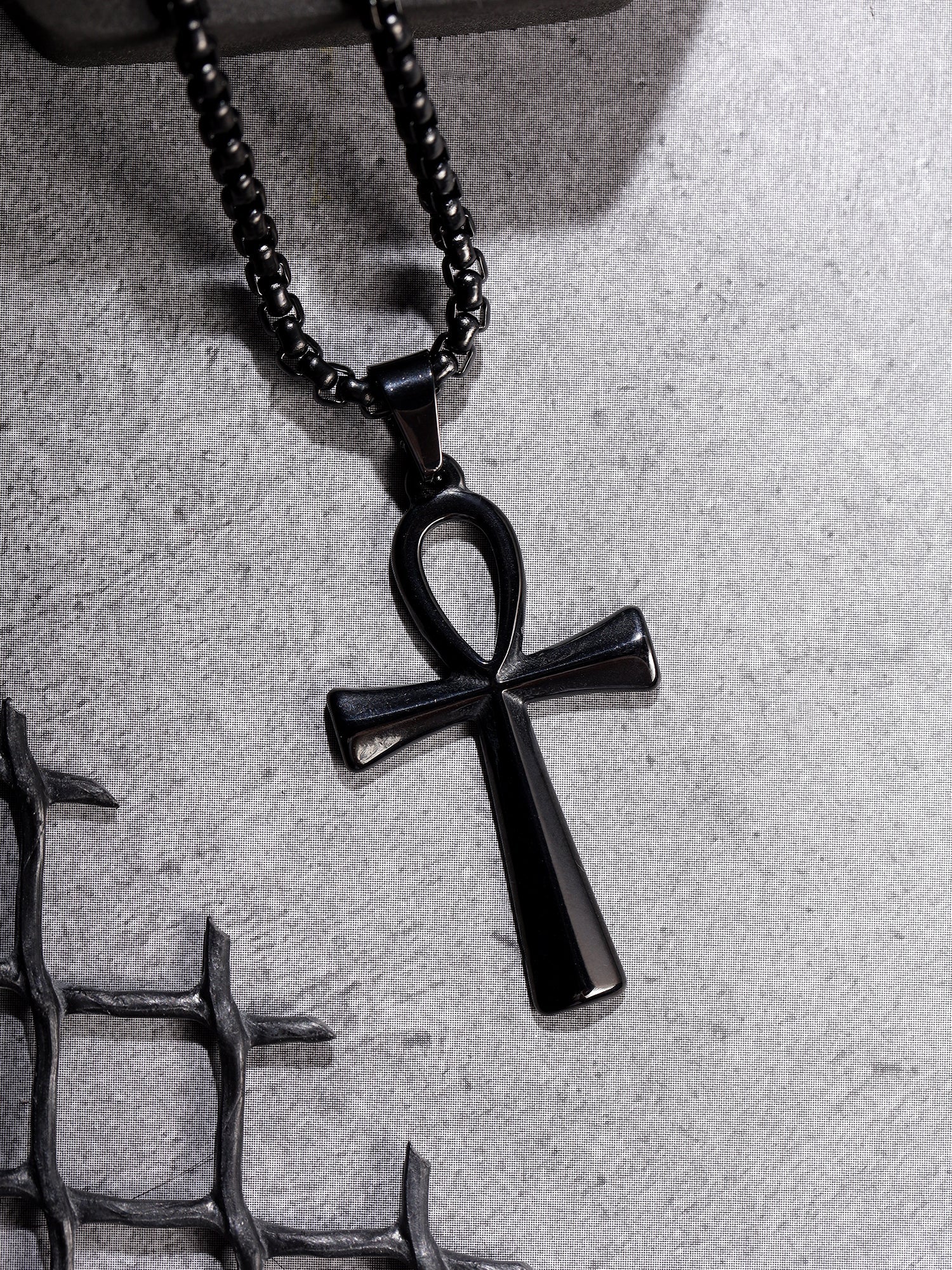 Egyptian Eye Crucifix Cross Pendant (Black)