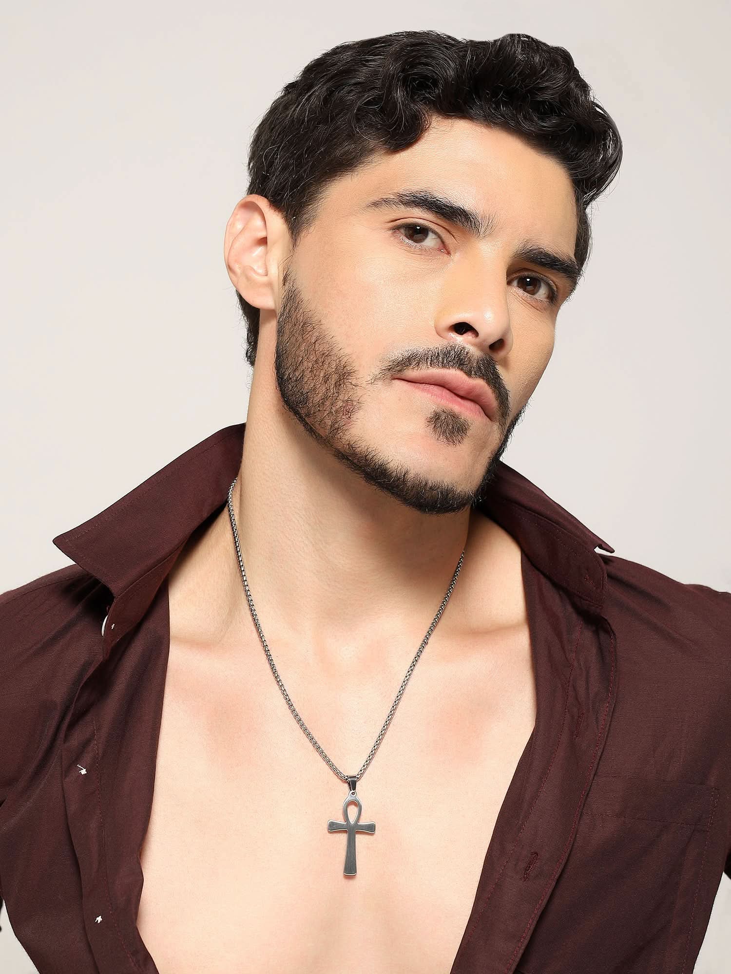 Egyptian Eye Crucifix Cross Pendant (Silver)