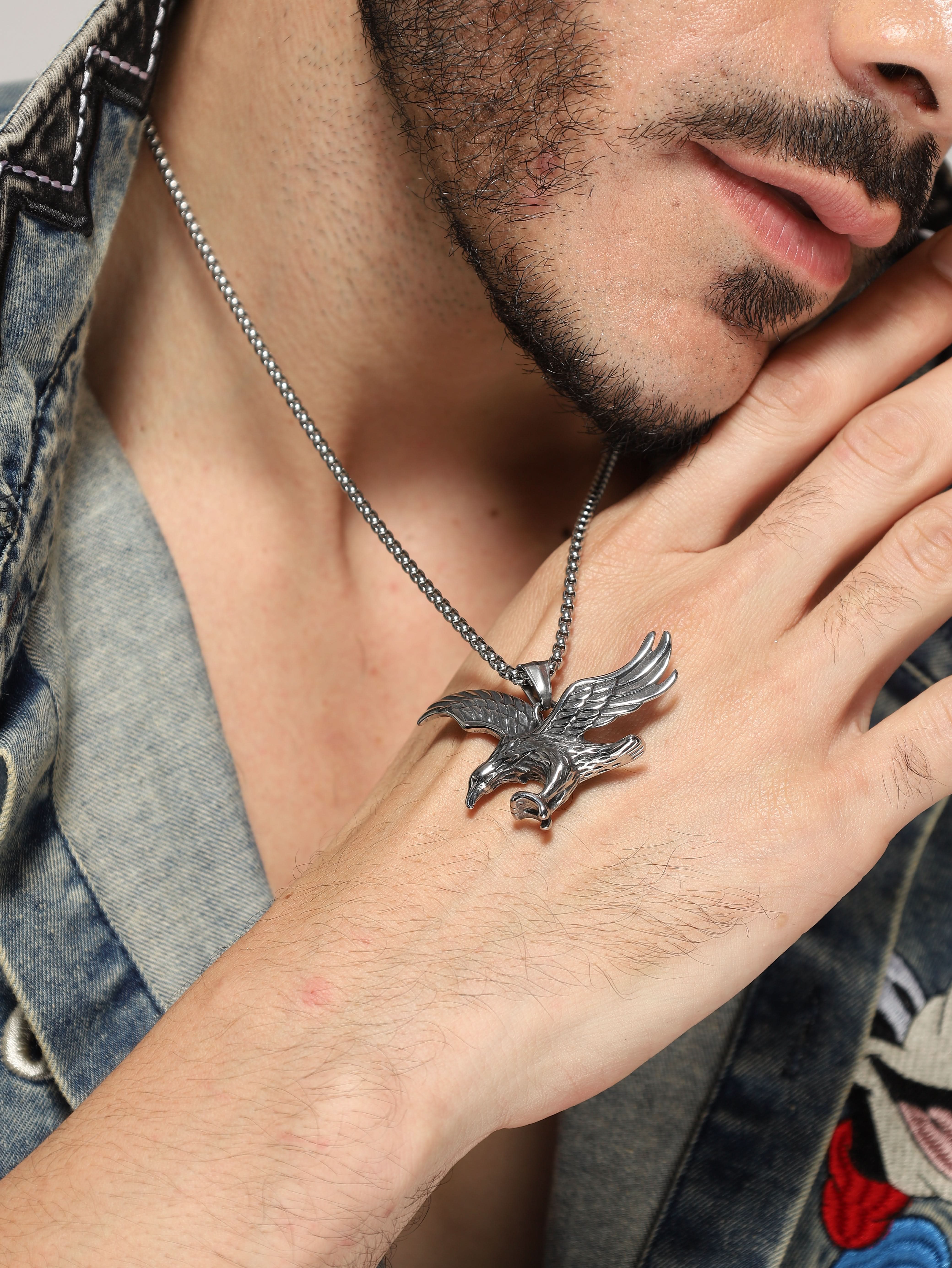 Eagle Spreading Wings Pendant (Silver)