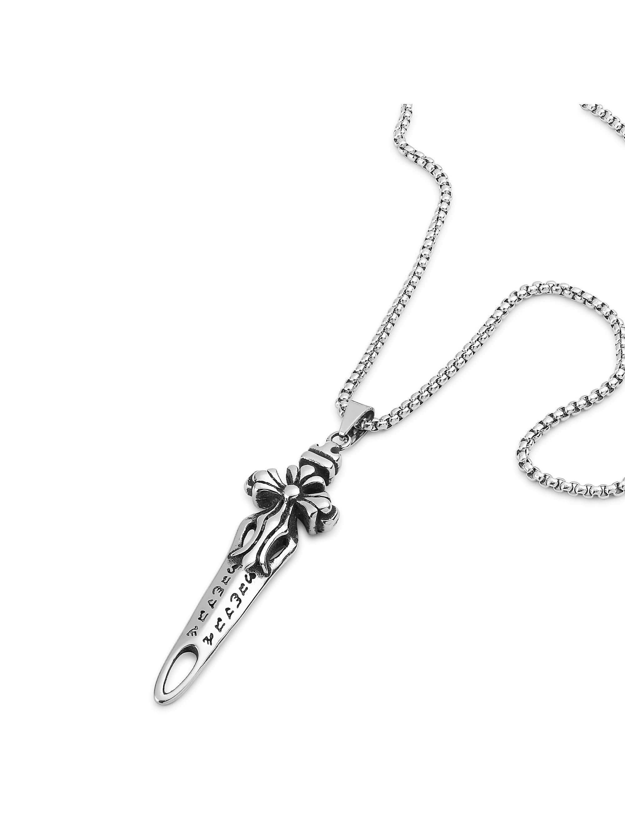 Sword Pendant in silver on white background — men's silver pendant