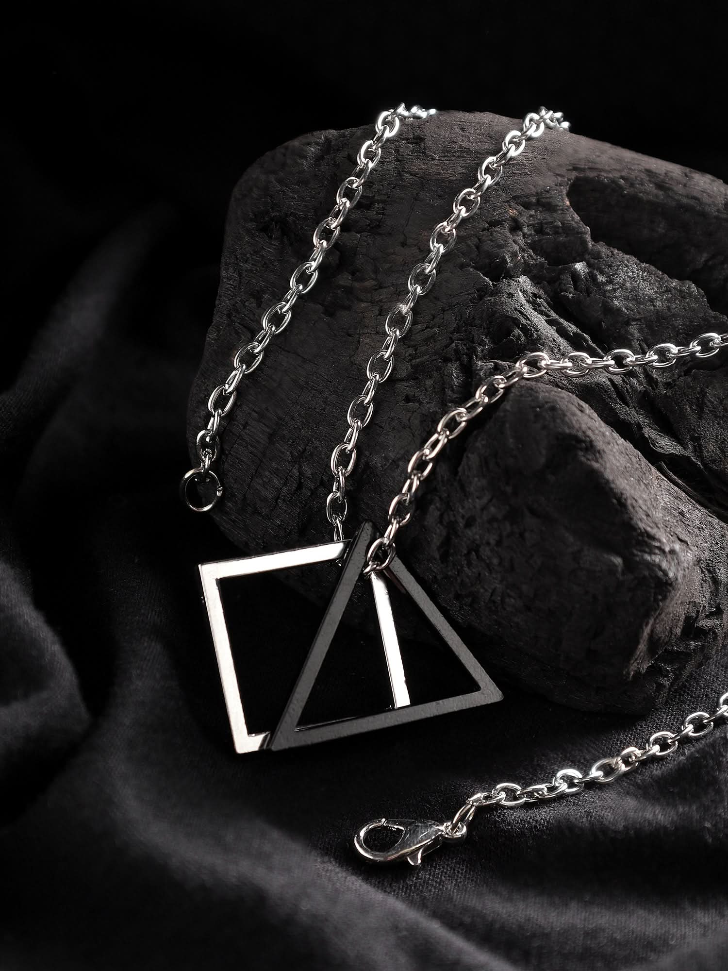 Square Triangle Designer Pendant (Black Silver)