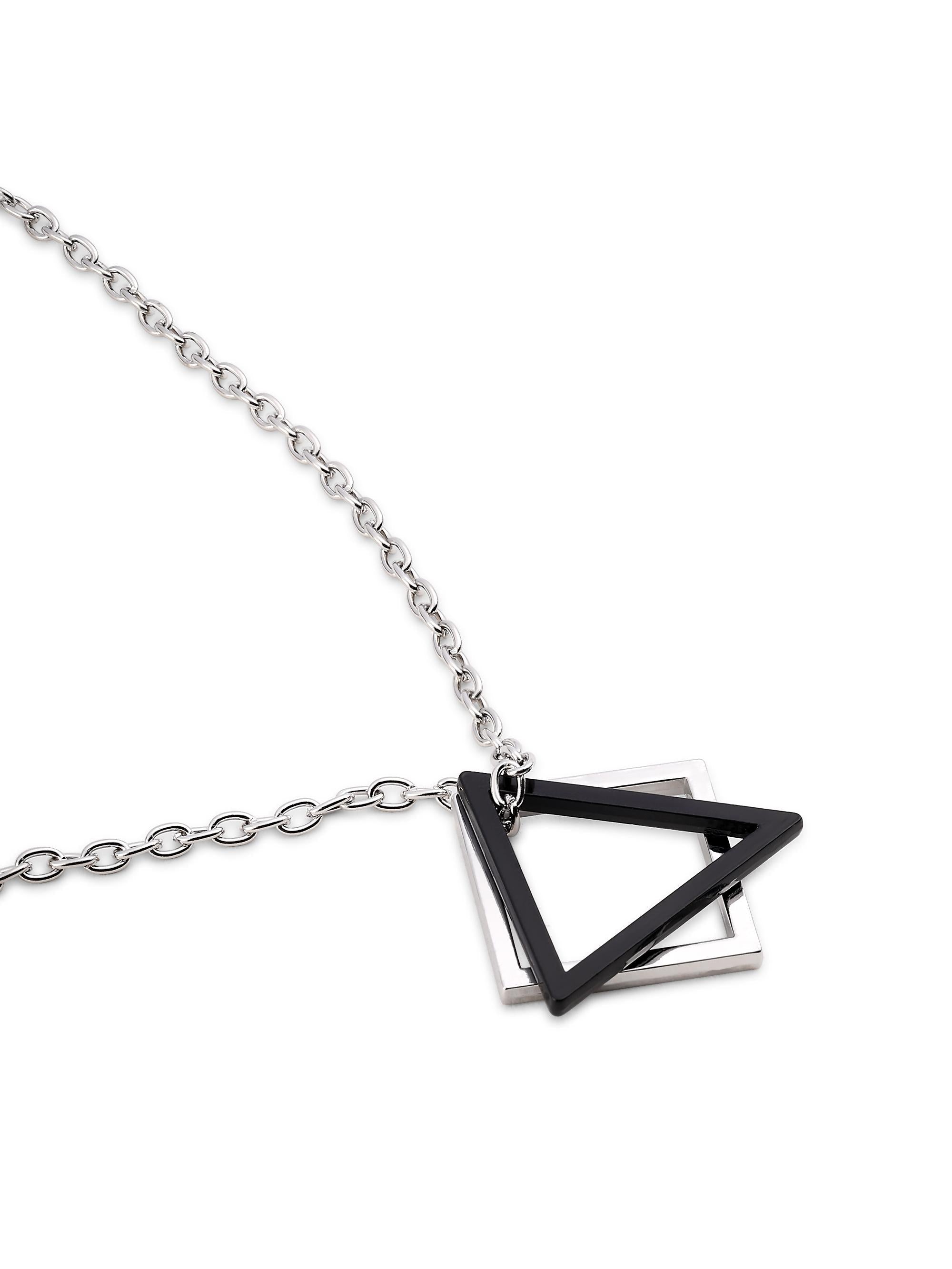 Square Triangle Designer Pendant (Black Silver)
