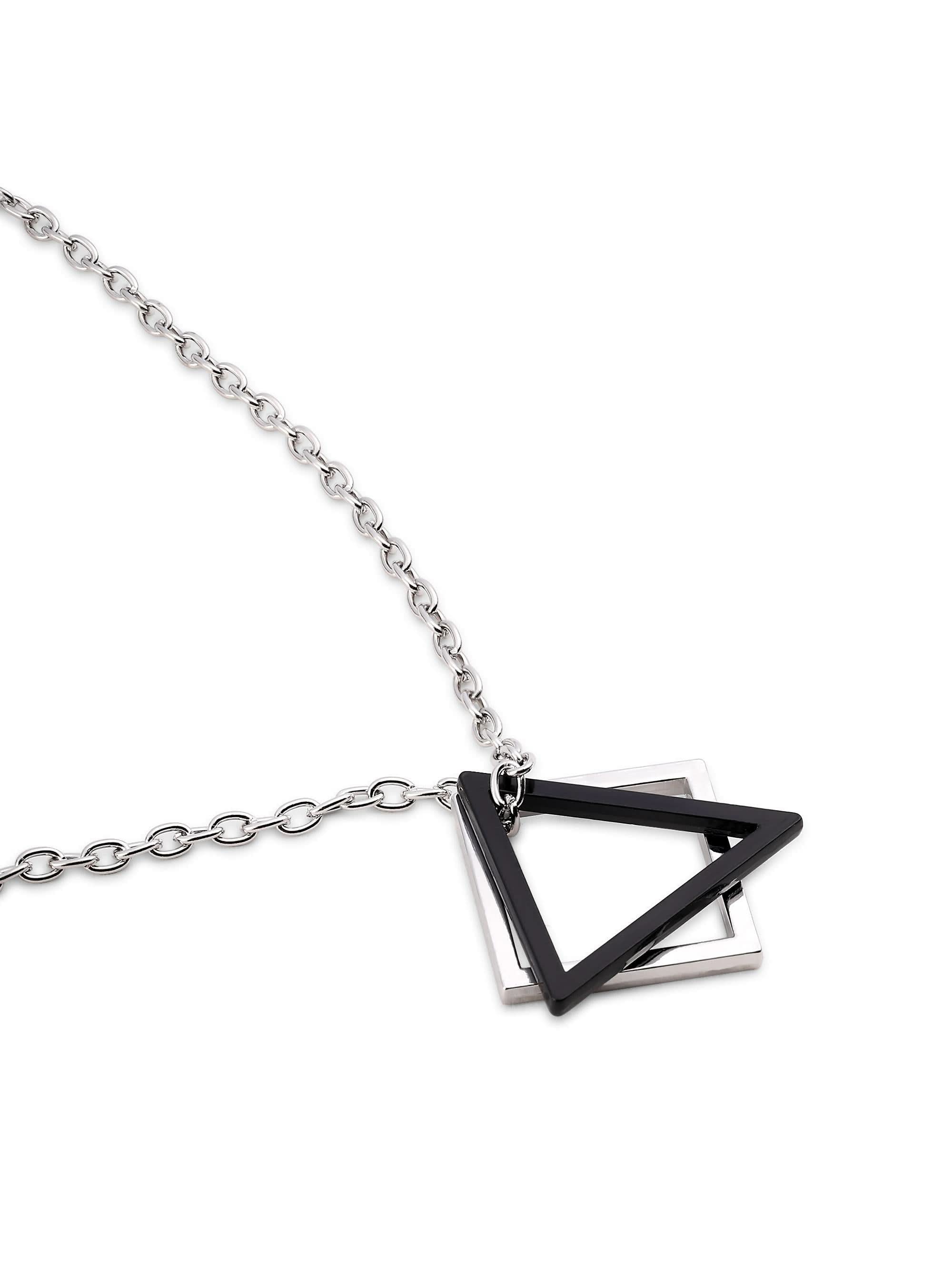 Square Triangle Designer Pendant in black silver on white background — men's black silver pendant
