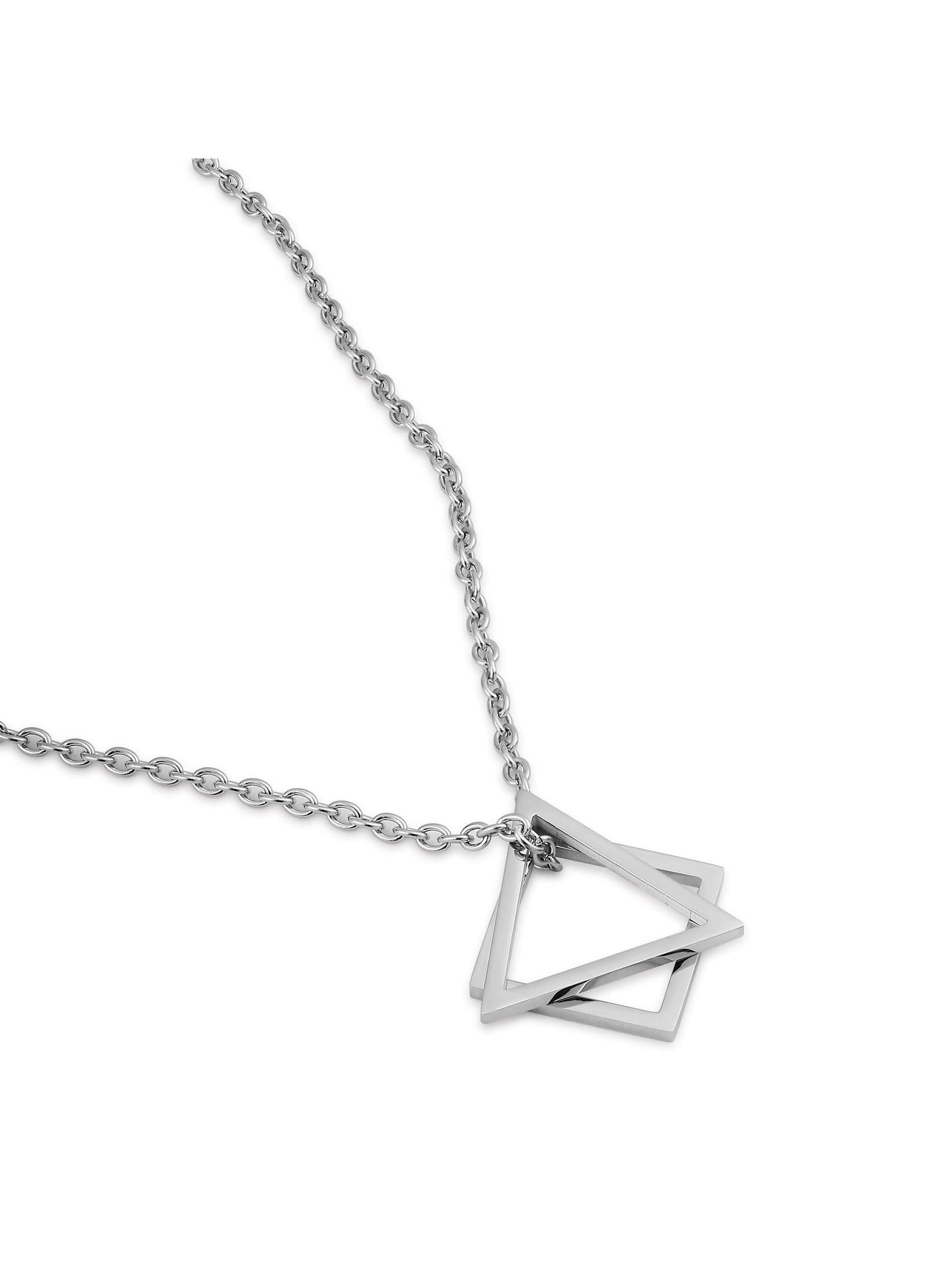 Square Triangle Designer Pendant in silver on white background — men's silver pendant