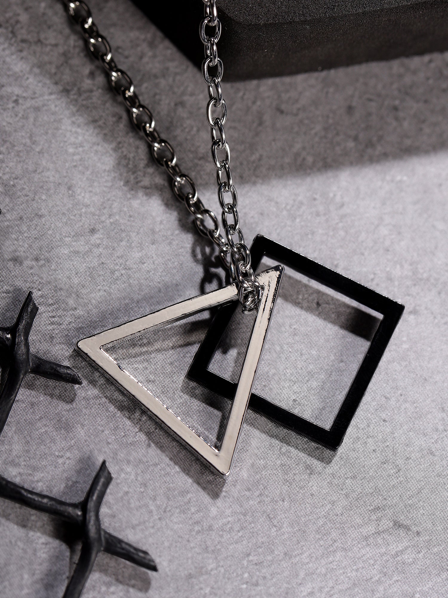 Square Triangle Designer Pendant (Silver Black)