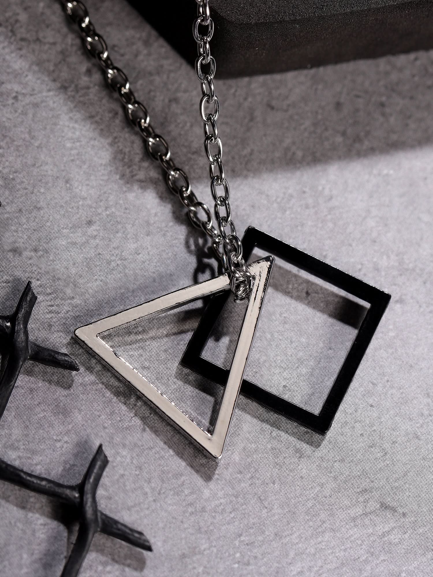 Square Triangle Designer Pendant (Silver Black)