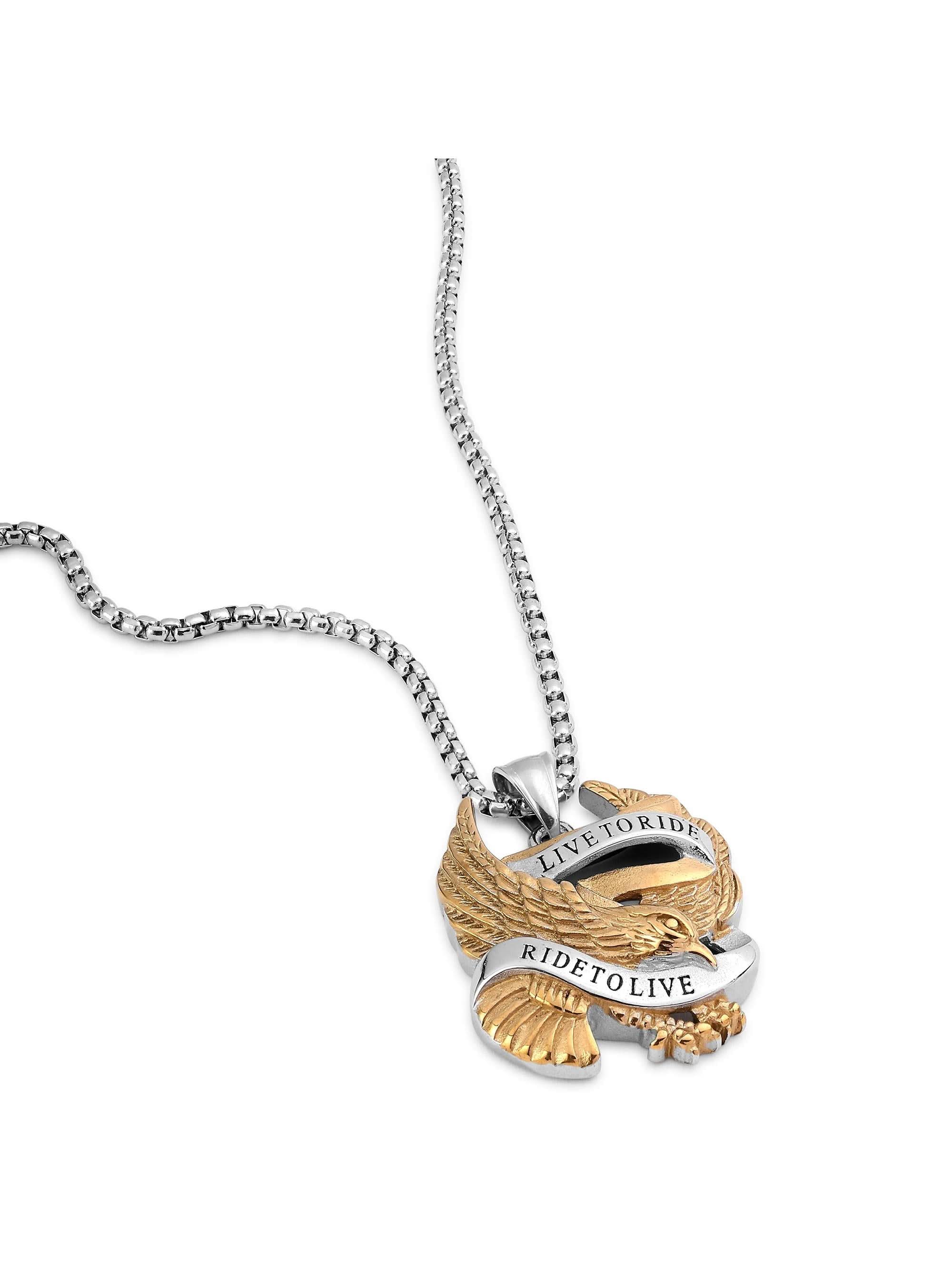 Biker Spirit Rider Pendant in silver gold on white background — men's silver gold pendant