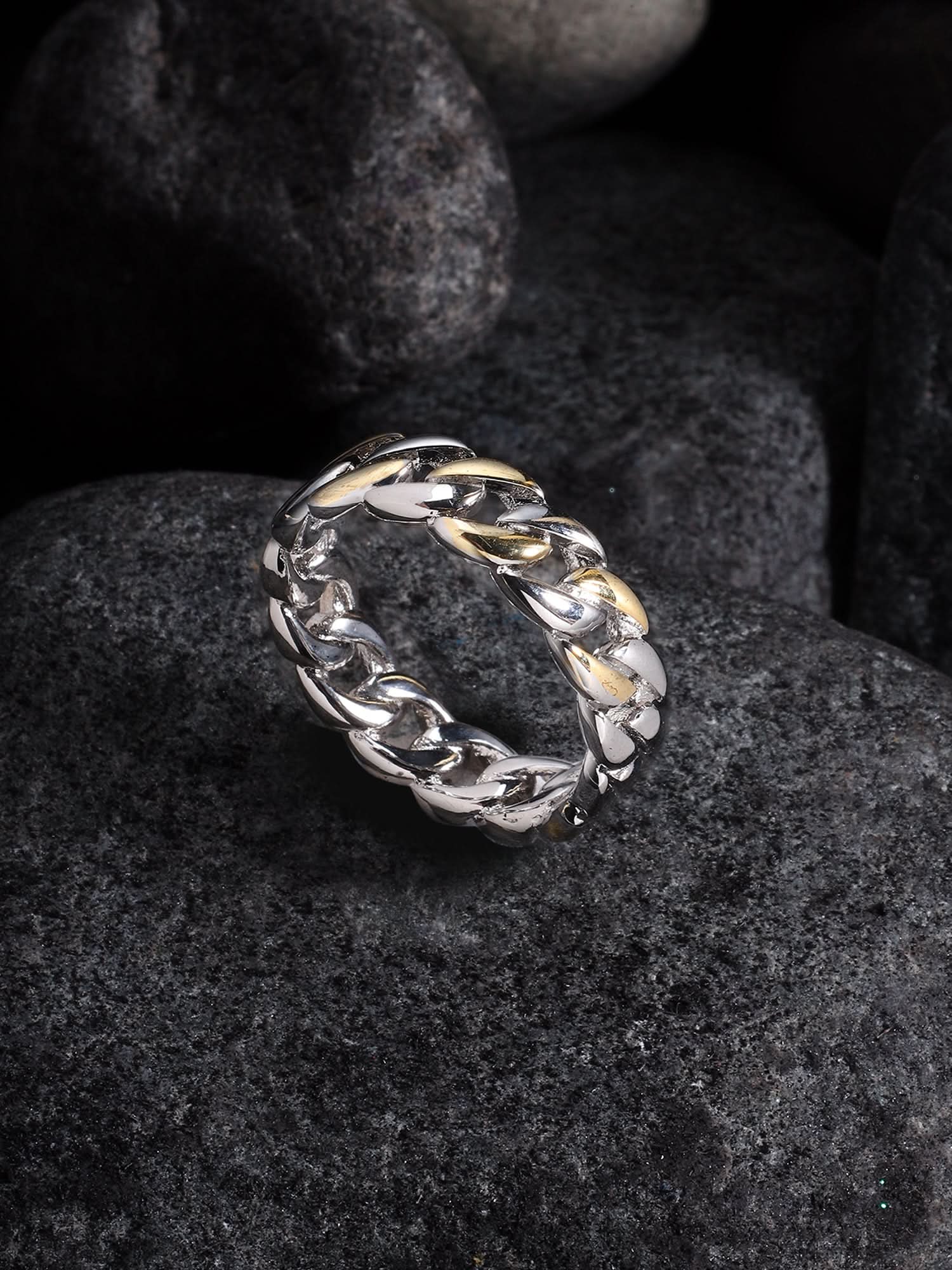 Cuban Link Finger Ring (Silver Gold)