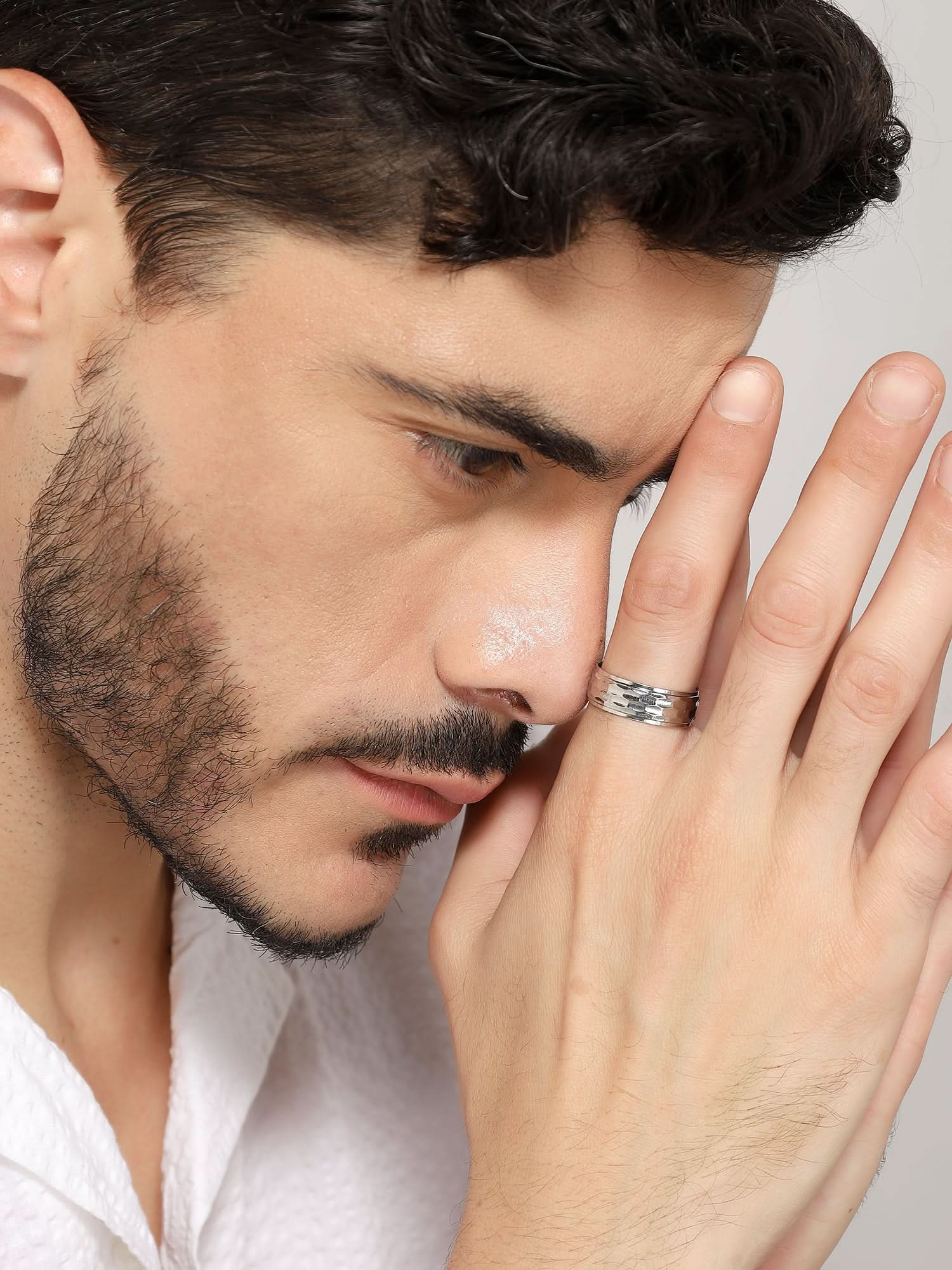 Honeycomb Pattern Ring (Silver)