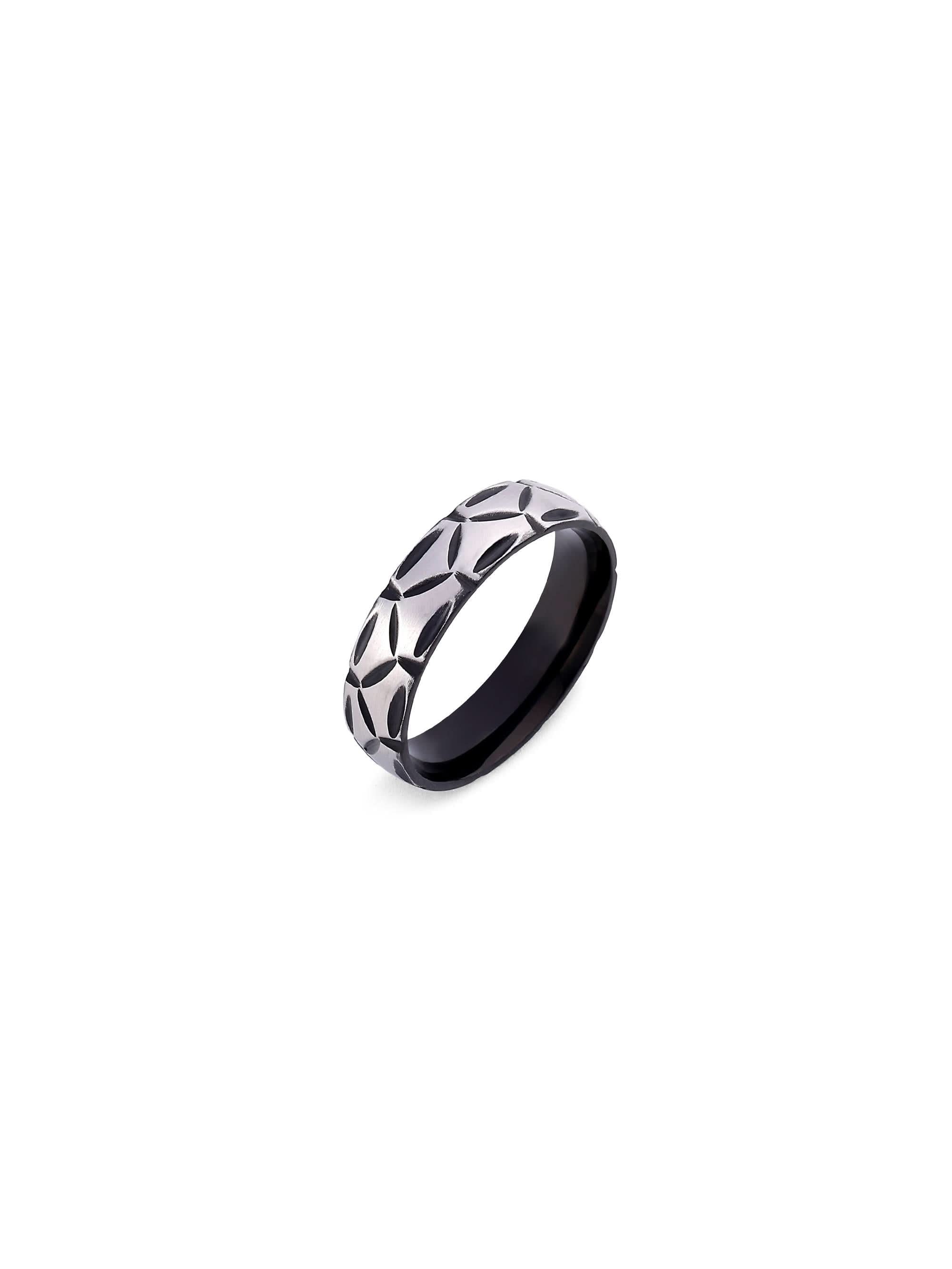 Matte Band Groove Ring in silver on white background — men's silver ring