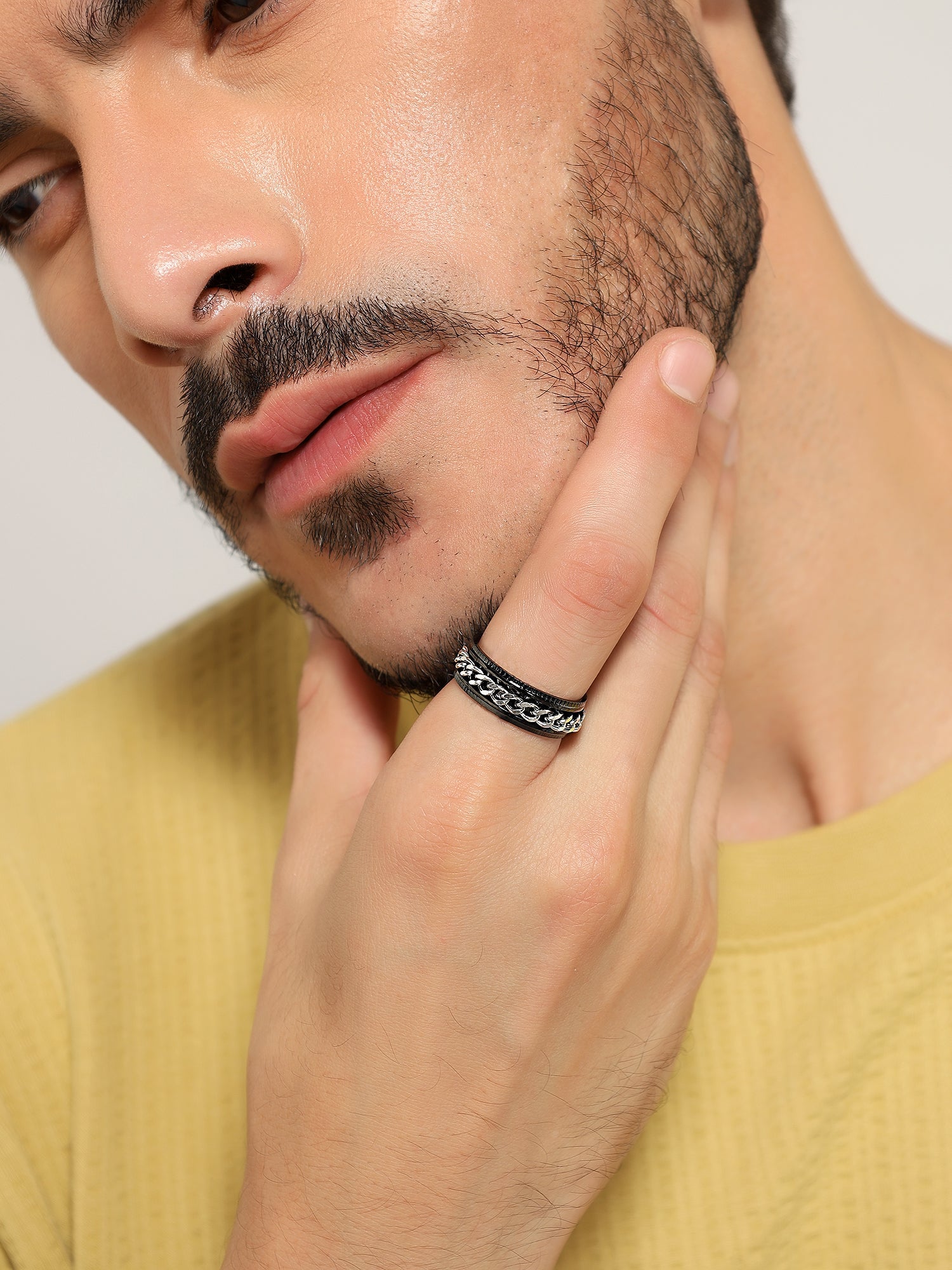 Open Bottle Spinner Ring (Silver Black)