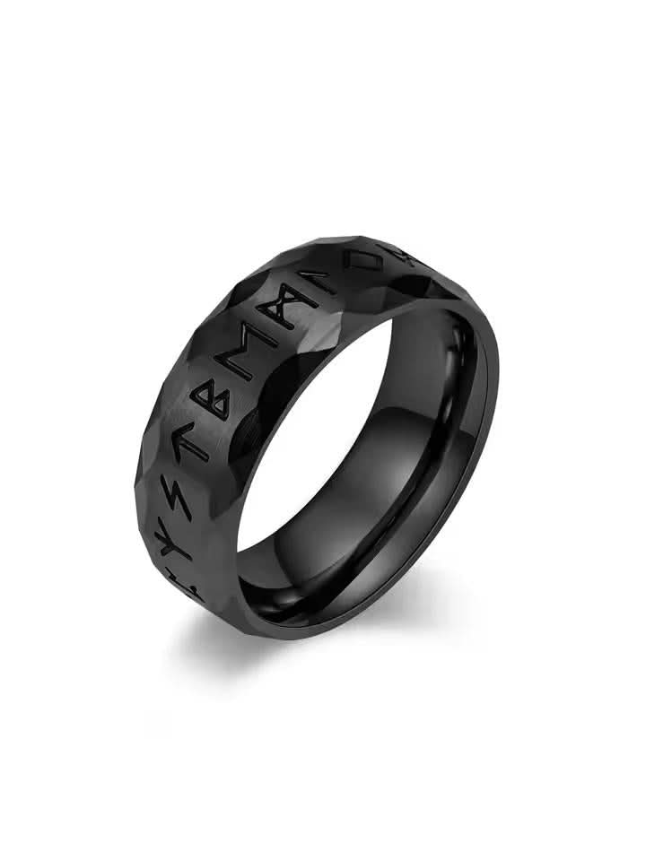 Ancient Retro Ring in black on white background — men's black ring