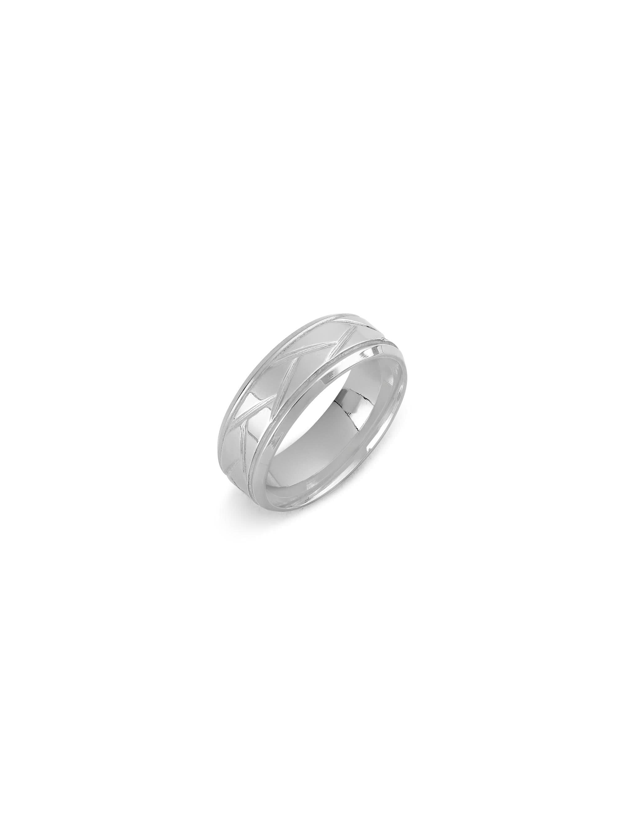 Crisscross Ring in silver on white background — men's silver ring