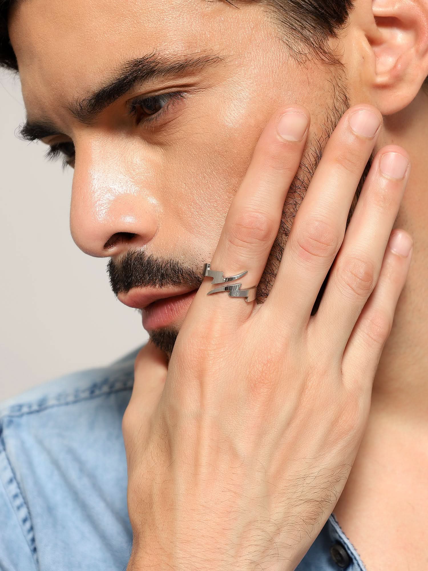 Lightning Split Ring (Silver)